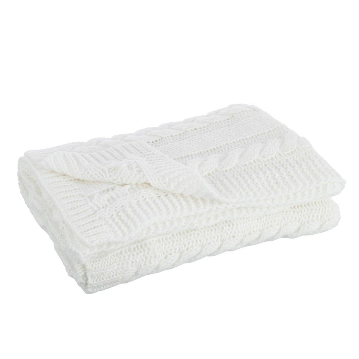 Paris Prix Plaid Uni Tricoté  Twist  130x180cm Blanc