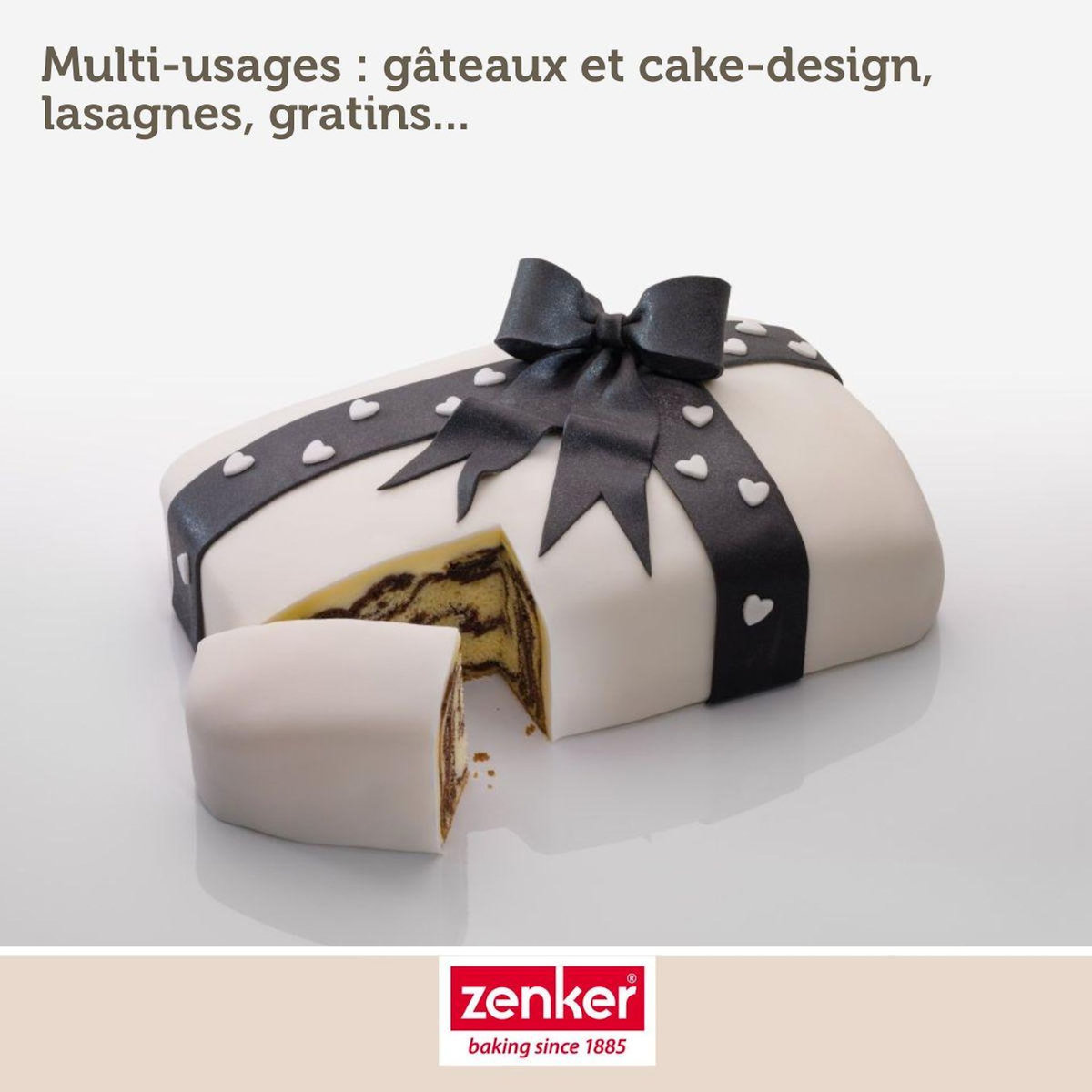 ZENKER Moule à charnière rectangulaire 28 x 18 cm crème noir Zenker Smart Pastry