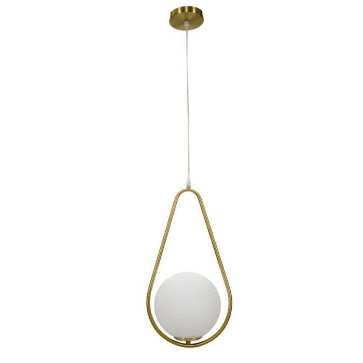 Paris Prix Lampe Suspension Sphère  Glamy Drop  46cm Blanc & Or