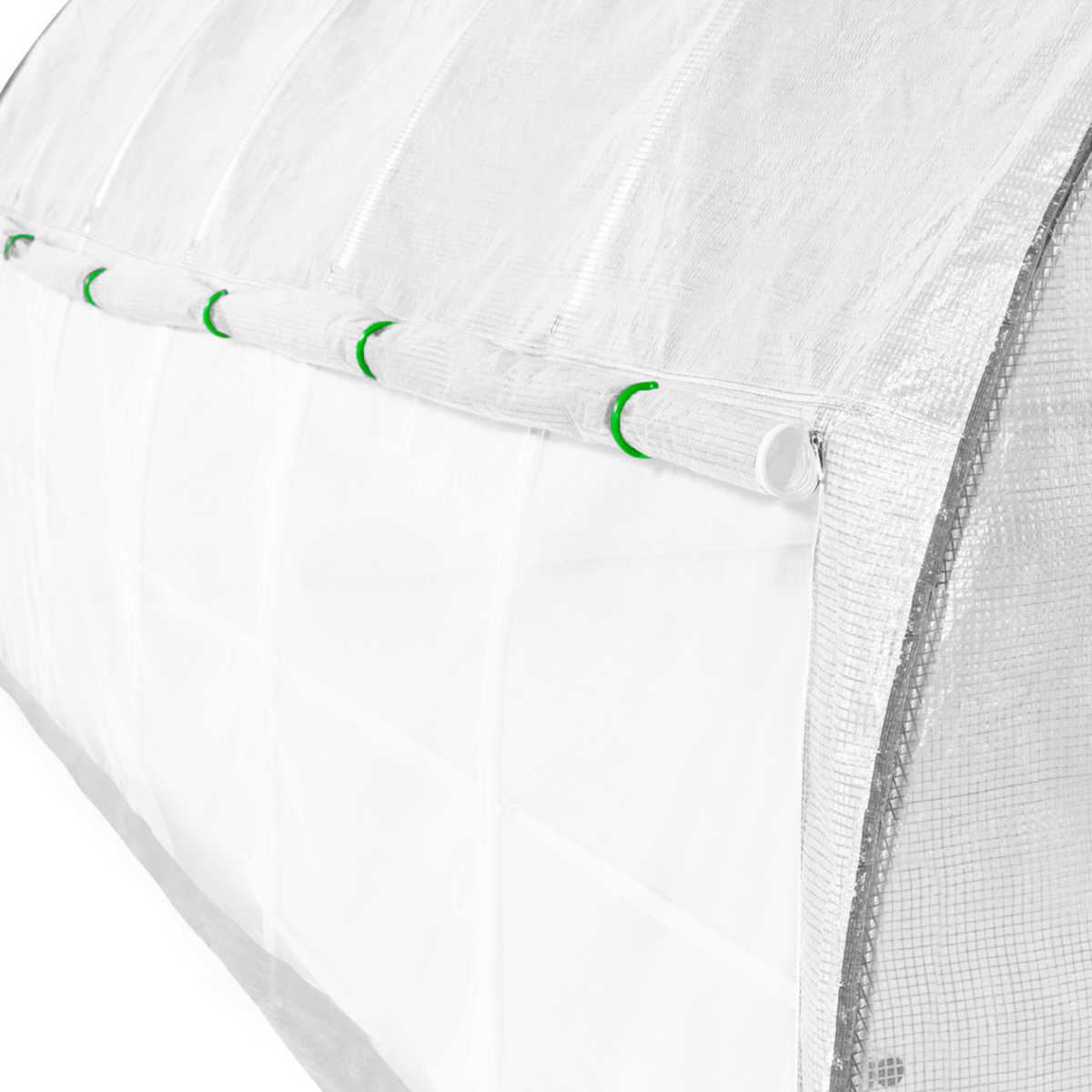ID MARKET Serre tunnel de jardin 18M² blanche relevable avec moustiquaire