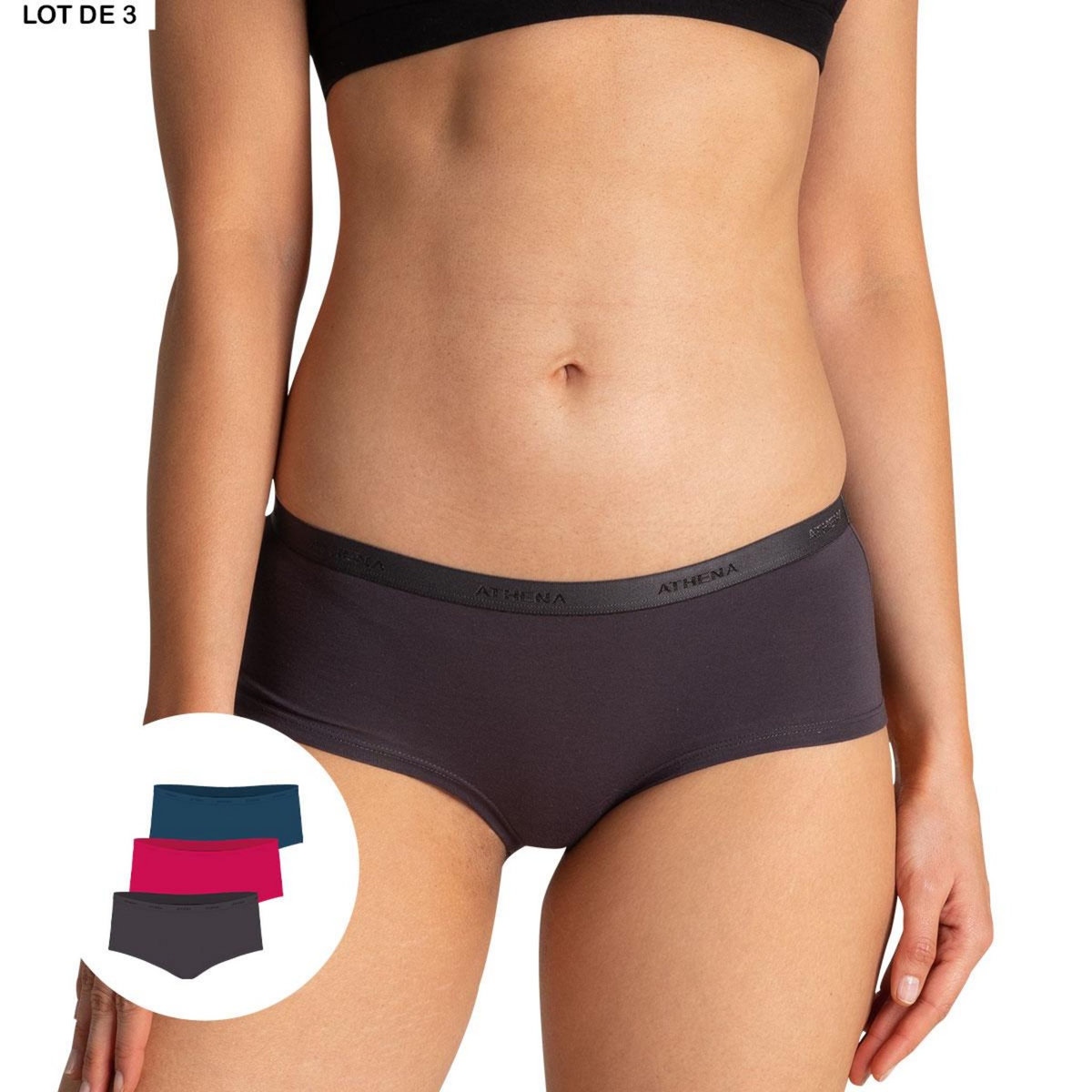 Athena Lot de 3 boxers femme Ecopack Basic