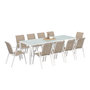 Voir la diapositive 1 : ID MARKET Salon de jardin MADRID table 240 CM et 10 chaises empilables blanc et beige
