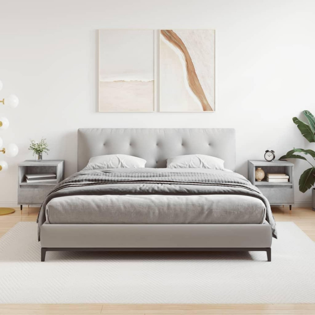 VIDAXL Tables de chevet 2 pcs gris beton 40x35x50 cm bois d'ingenierie