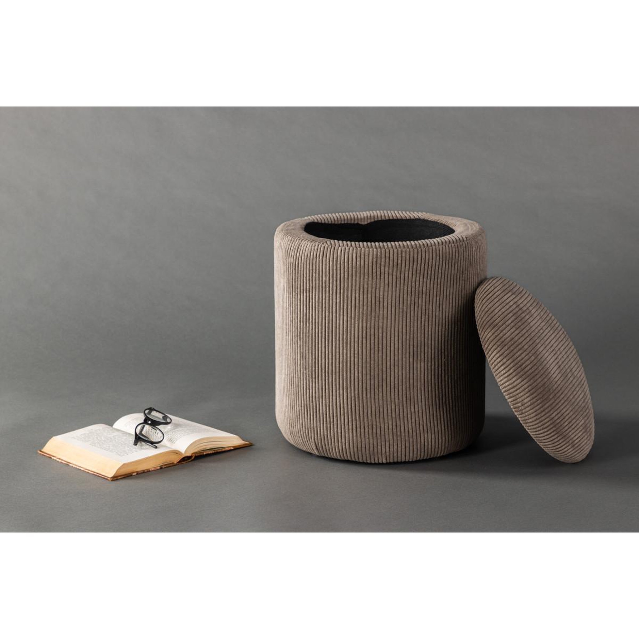 Voir la diapositive 3 : Paris Prix Pouf Coffre en Velours Côtelé  Limpen  40cm Marron