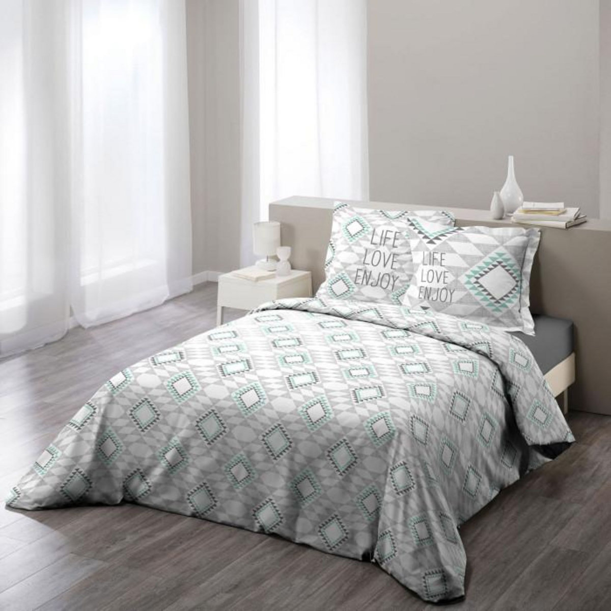 Paris Prix Parure de Lit 3 Pièces  Folio  240x220cm Menthe