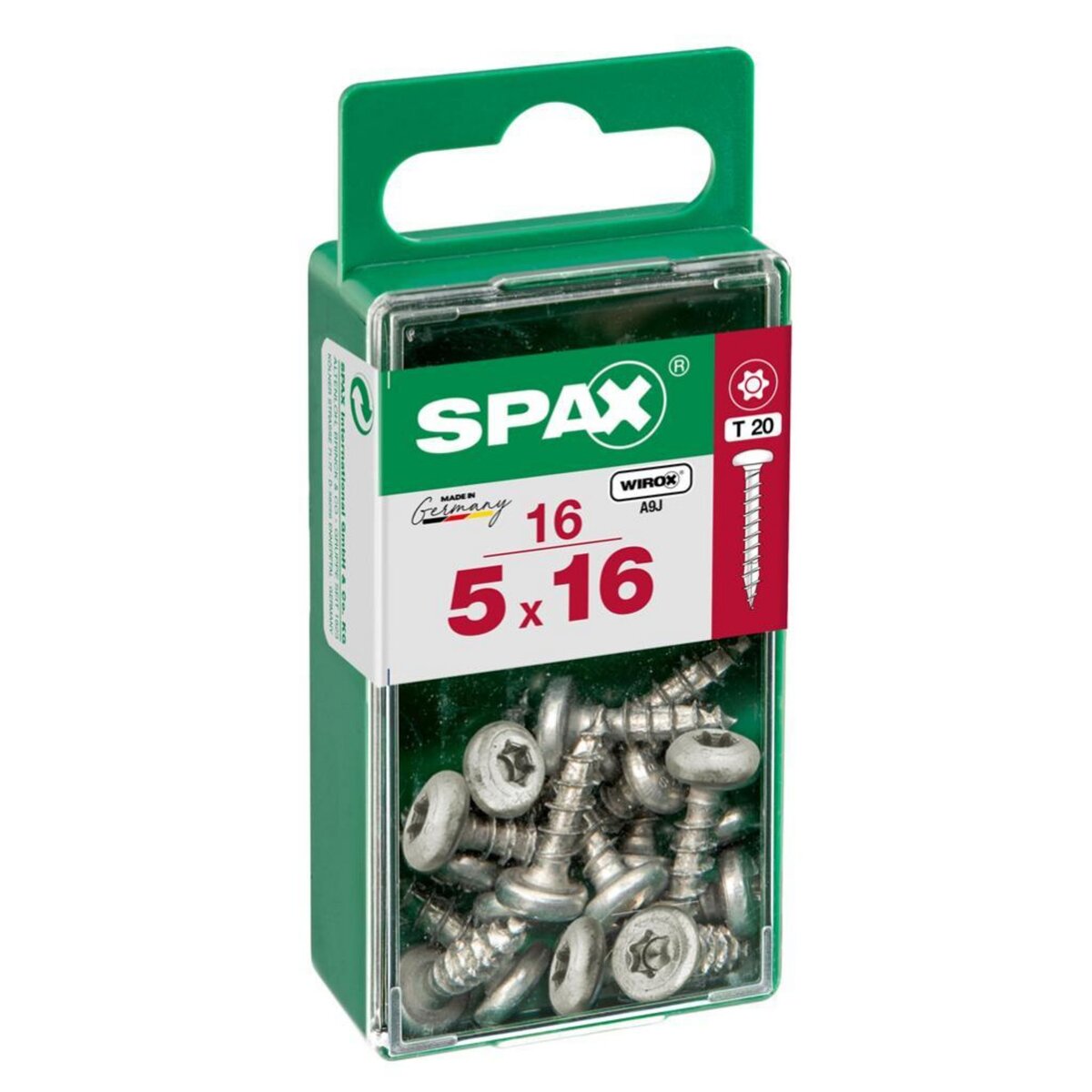 CENTRALE BRICO Lot de 16 vis acier tête ronde torx SPAX, Diam.5 mm x L.16 mm