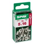 CENTRALE BRICO Lot de 16 vis acier tête ronde torx SPAX, Diam.5 mm x L.16 mm