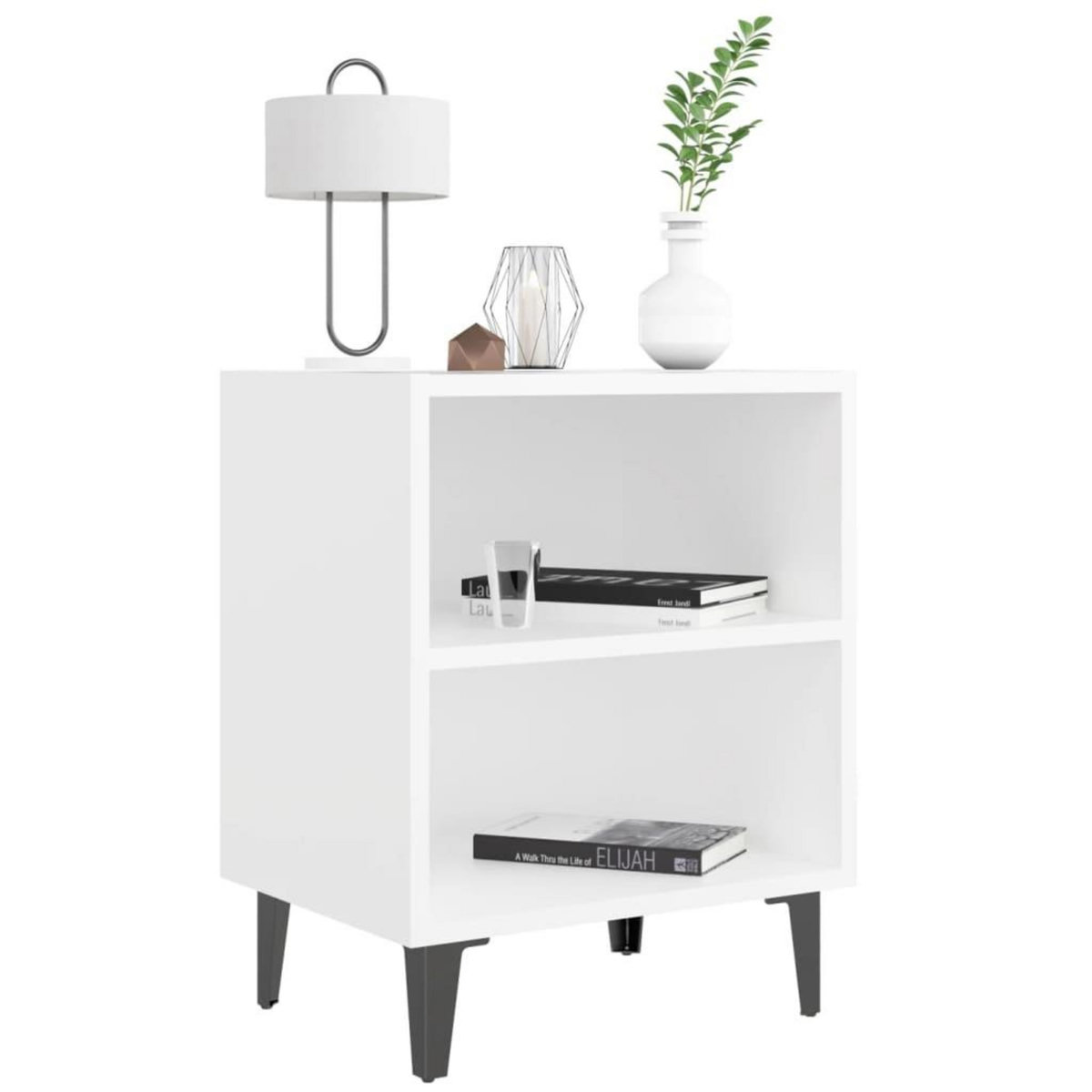 VIDAXL Table de chevet avec pieds en metal blanc 40x30x50 cm