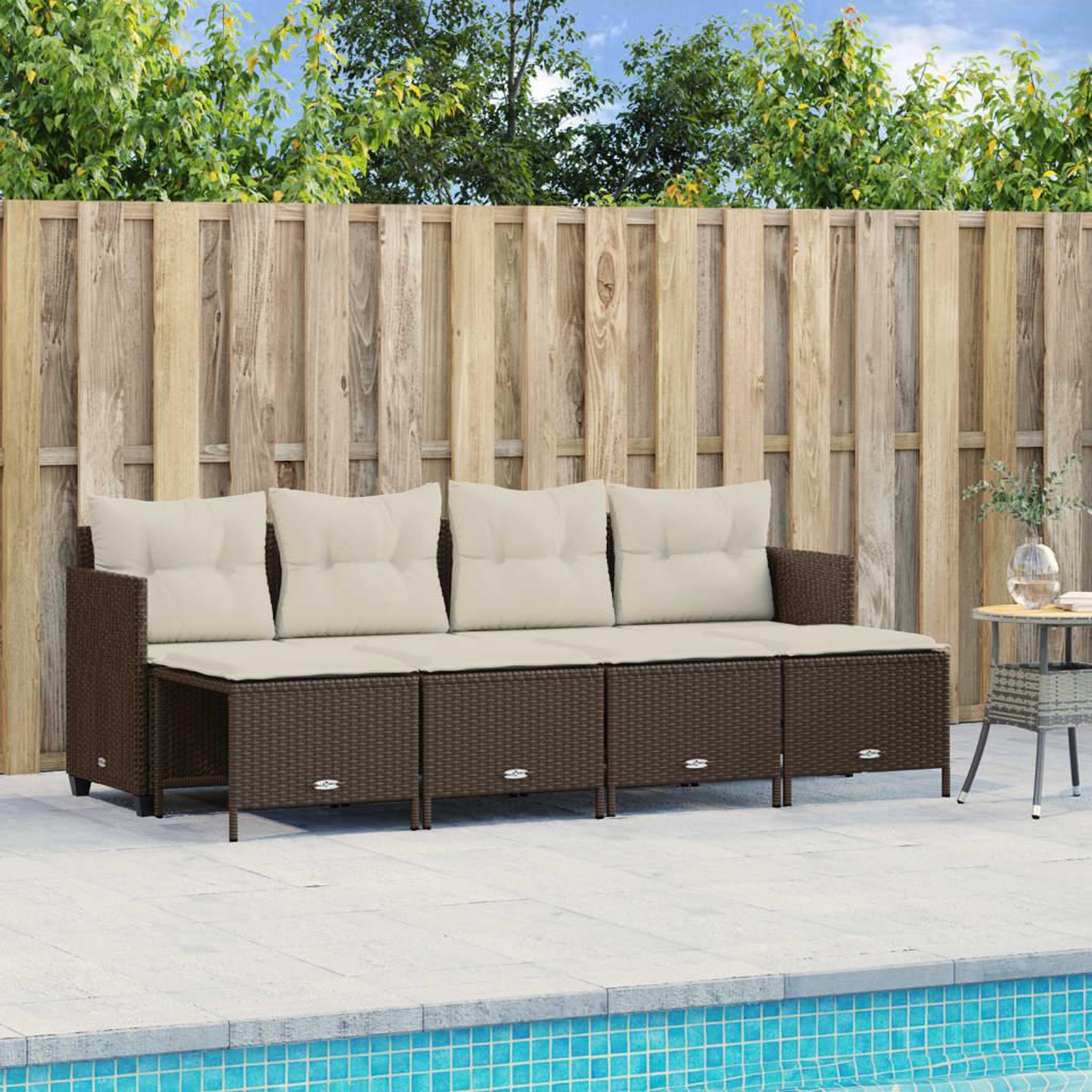 VIDAXL Salon de jardin avec coussins 5 pcs marron resine tressee