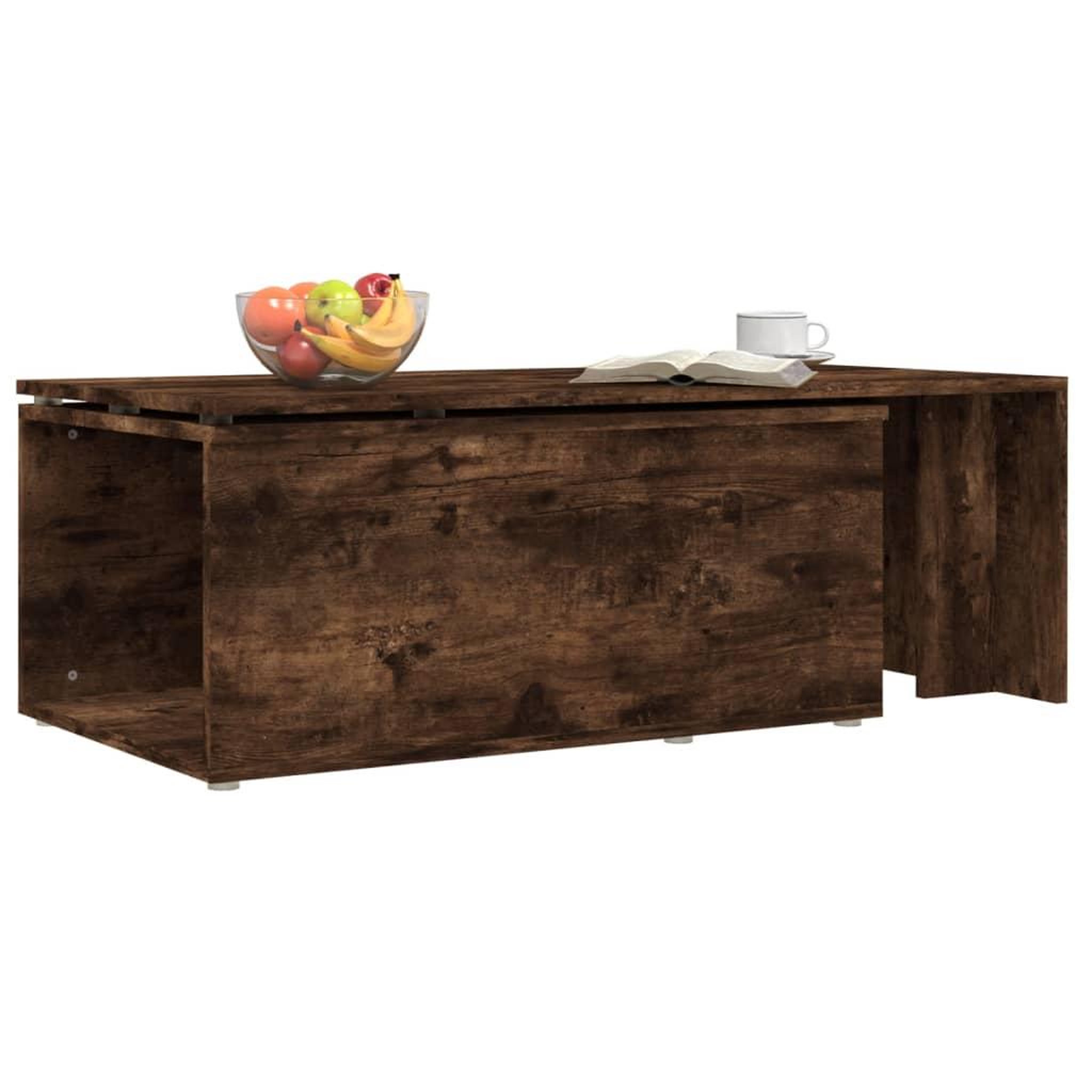 Voir la diapositive 5 : VIDAXL Table basse Chene fume 150x50x35 cm Bois d'ingenierie