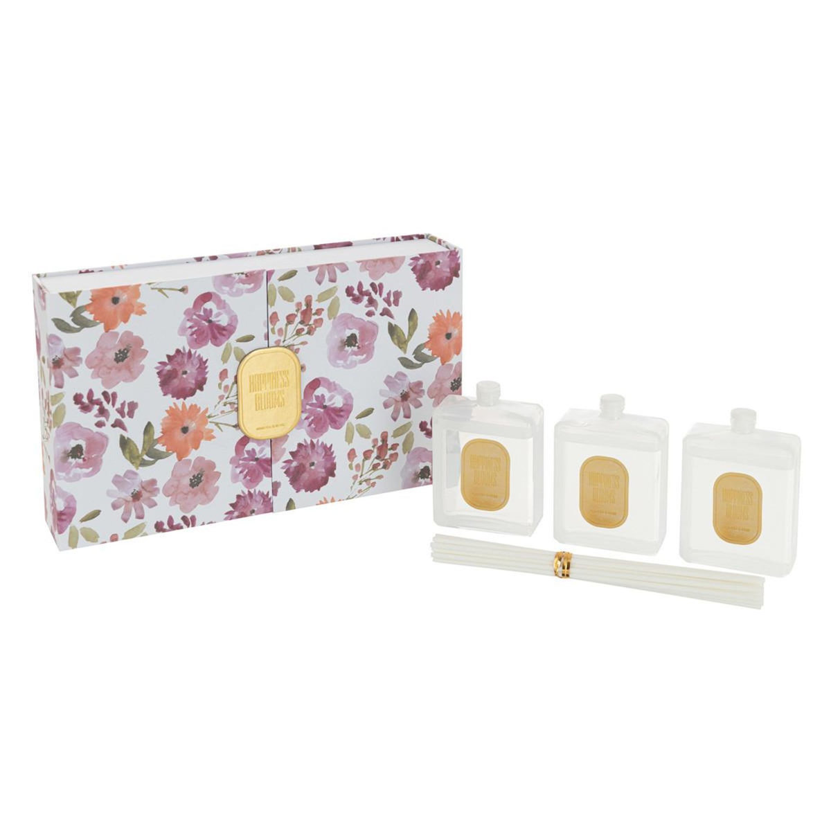 Paris Prix Coffret 3 Diffuseurs de Parfum  Happiness Blooms  22cm Mimosa & Rose
