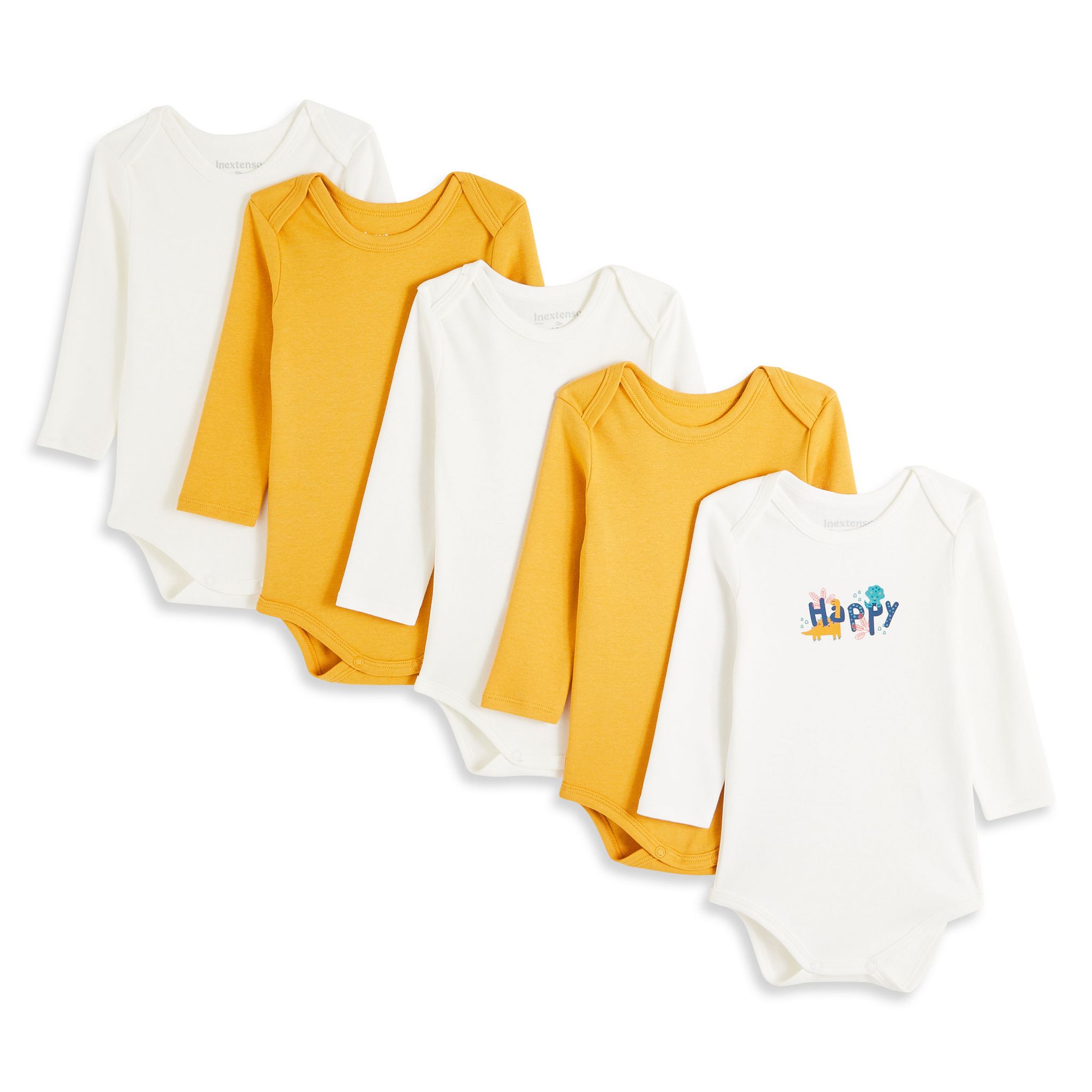 Lot De 2 Bodies Absorba Manches Longues - Taille 3 Mois - Jaune Et Blanc - Occasion Très Bon état