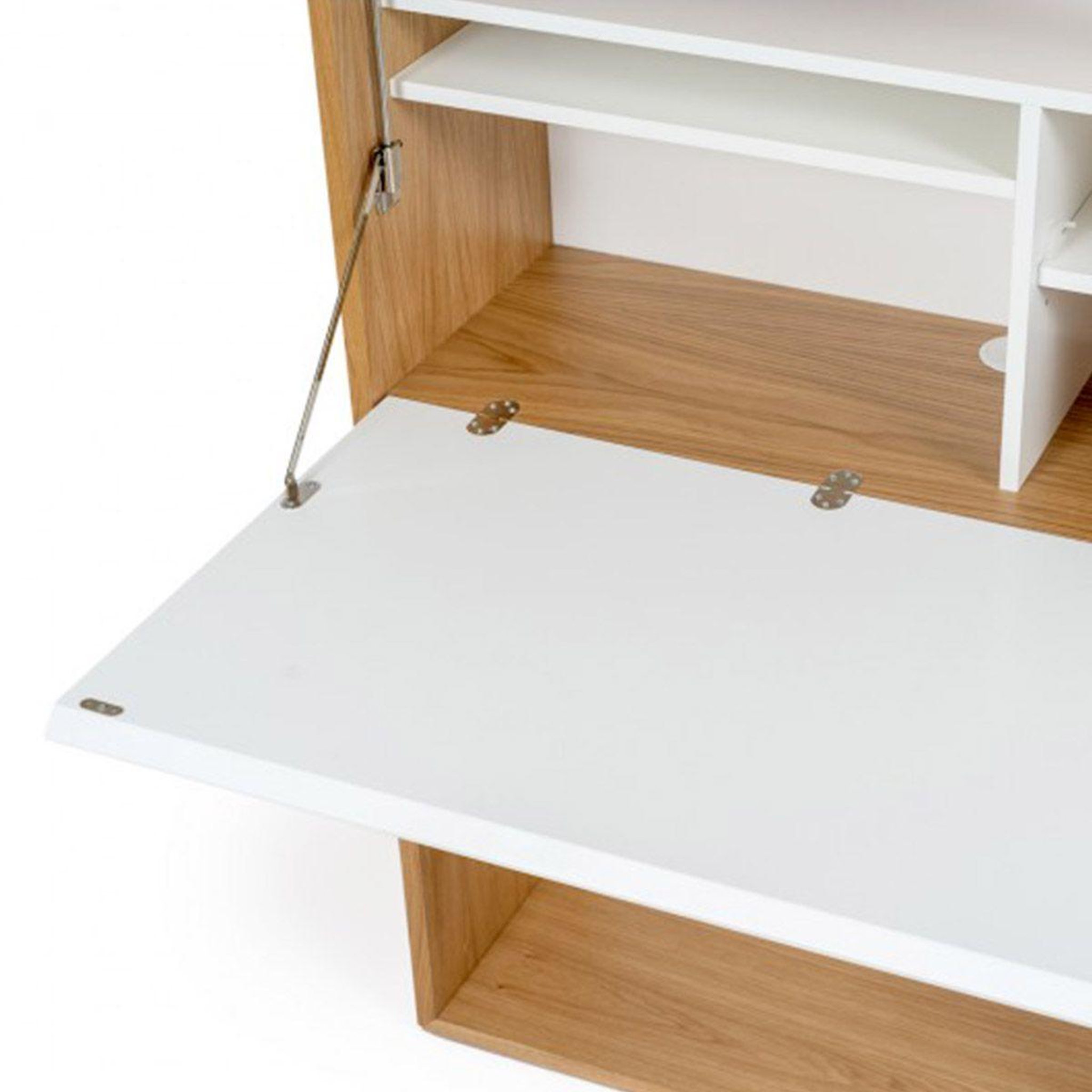 Voir la diapositive 5 : Paris Prix Bureau secrétaire design  loma  157cm blanc & chêne
