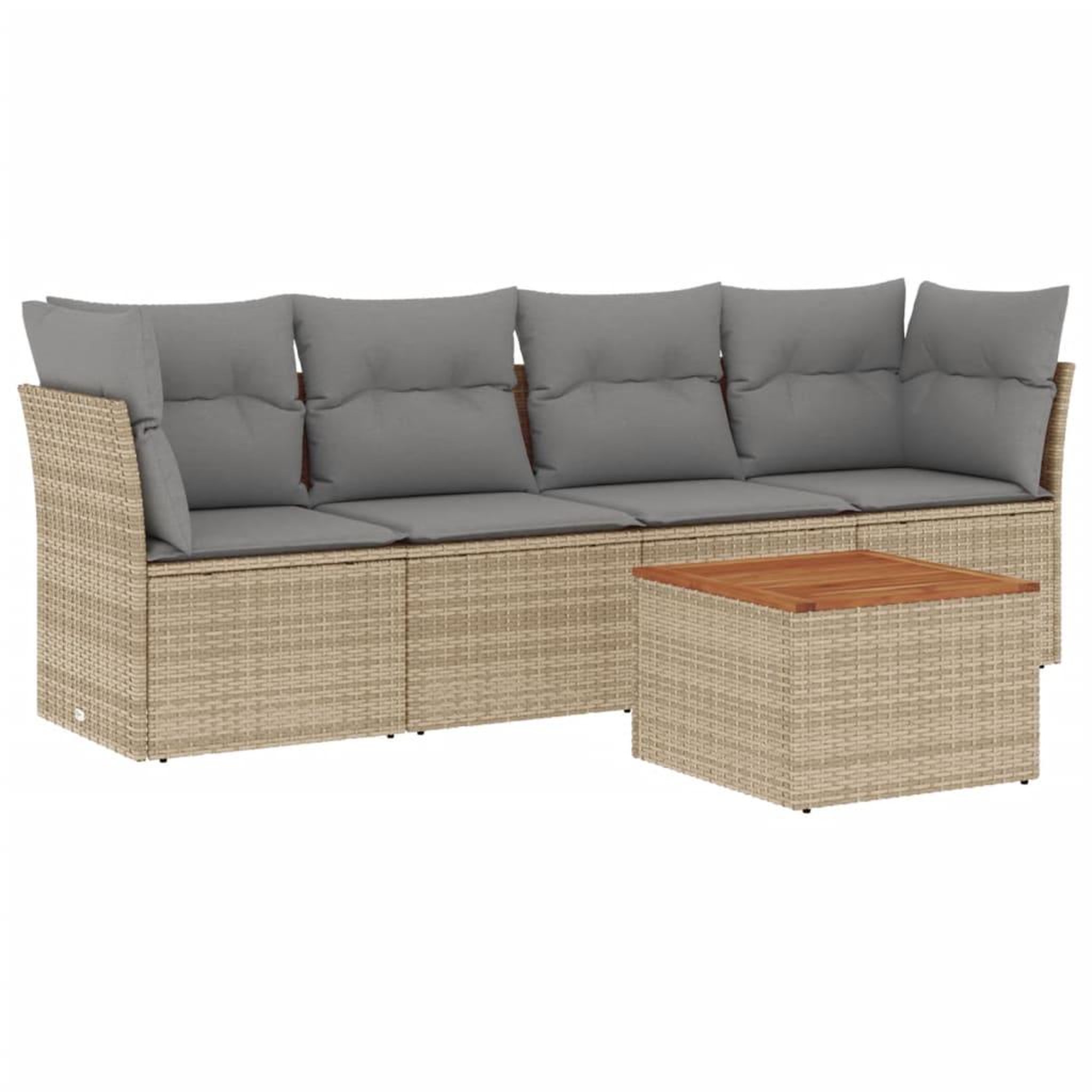 Voir la diapositive 2 : VIDAXL Salon de jardin avec coussins 5pcs melange beige resine tressee