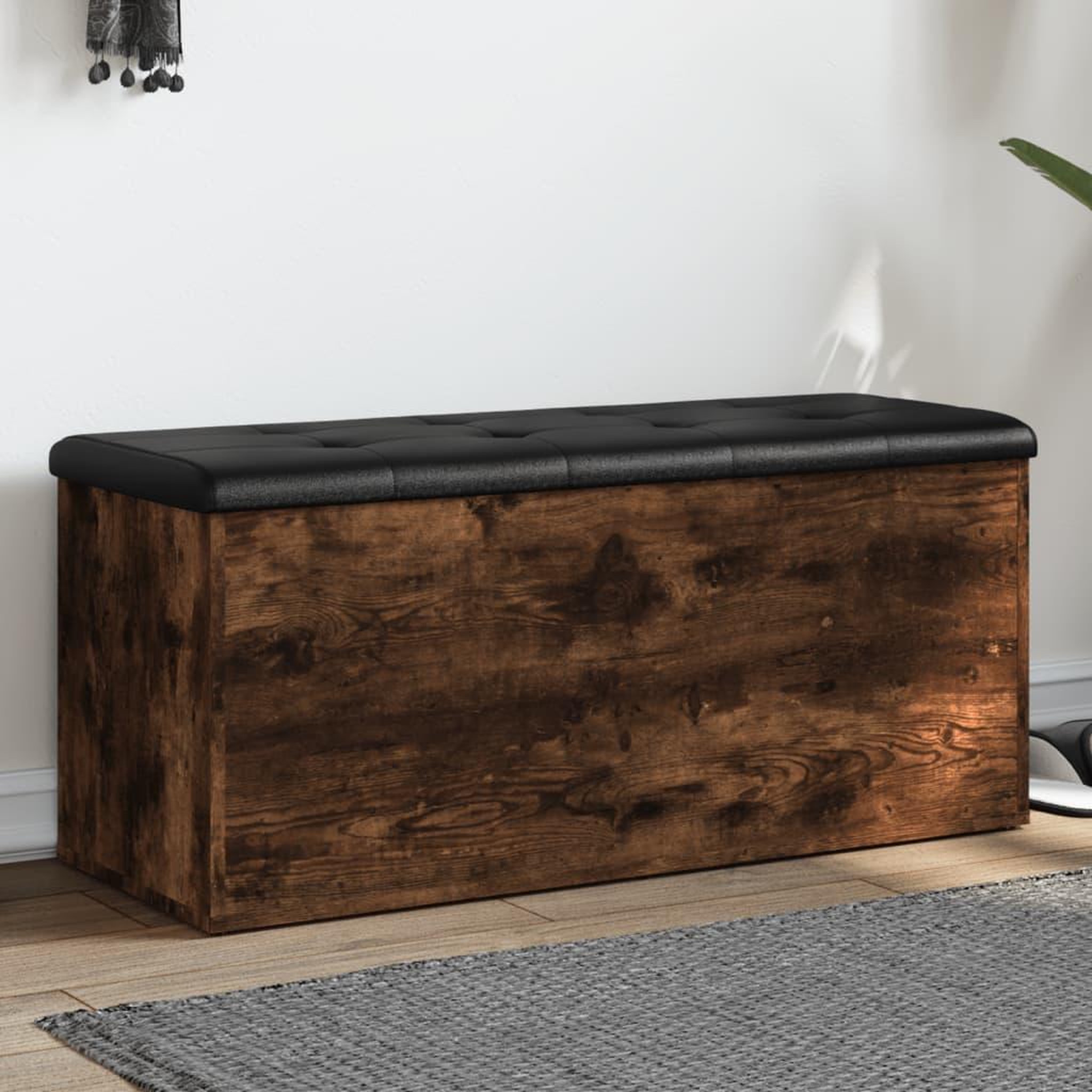 VIDAXL Banc de rangement chene fume 102x42x45 cm bois d'ingenierie