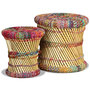 Voir la diapositive 2 : VIDAXL Tabourets avec details chindi lot de 2 multicolore bambou
