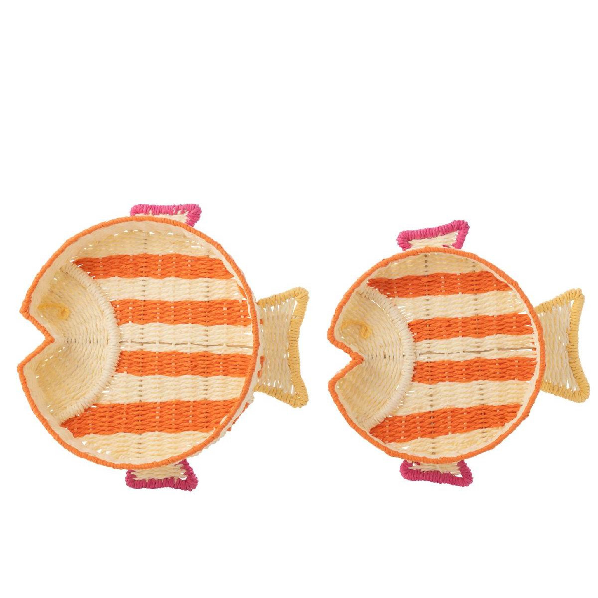 Voir la diapositive 2 : J-LINE Lot de 2 plateaux déco  poissons  43cm multicolore