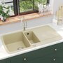 Voir la diapositive 1 : VIDAXL Evier de cuisine Granit Double lavabo Beige