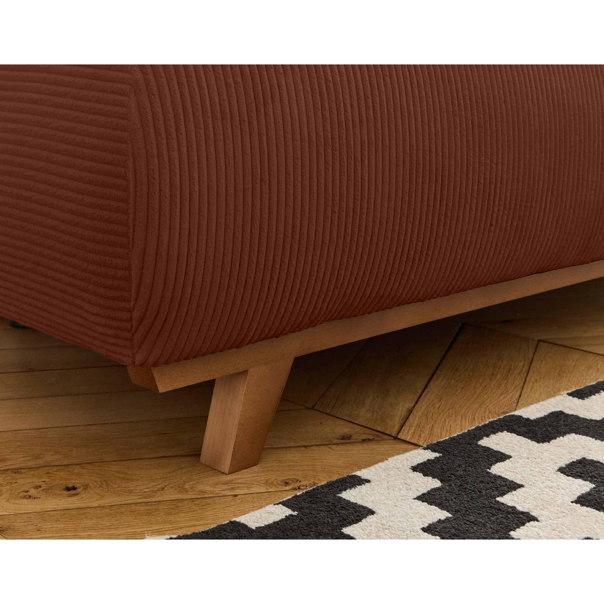 BEST MOBILIER Cristal - fauteuil - convertible avec coffre et grand pouf - en velours côtelé