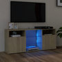 Voir la diapositive 1 : VIDAXL Meuble TV avec lumieres LED chene sonoma 120x30x50 cm