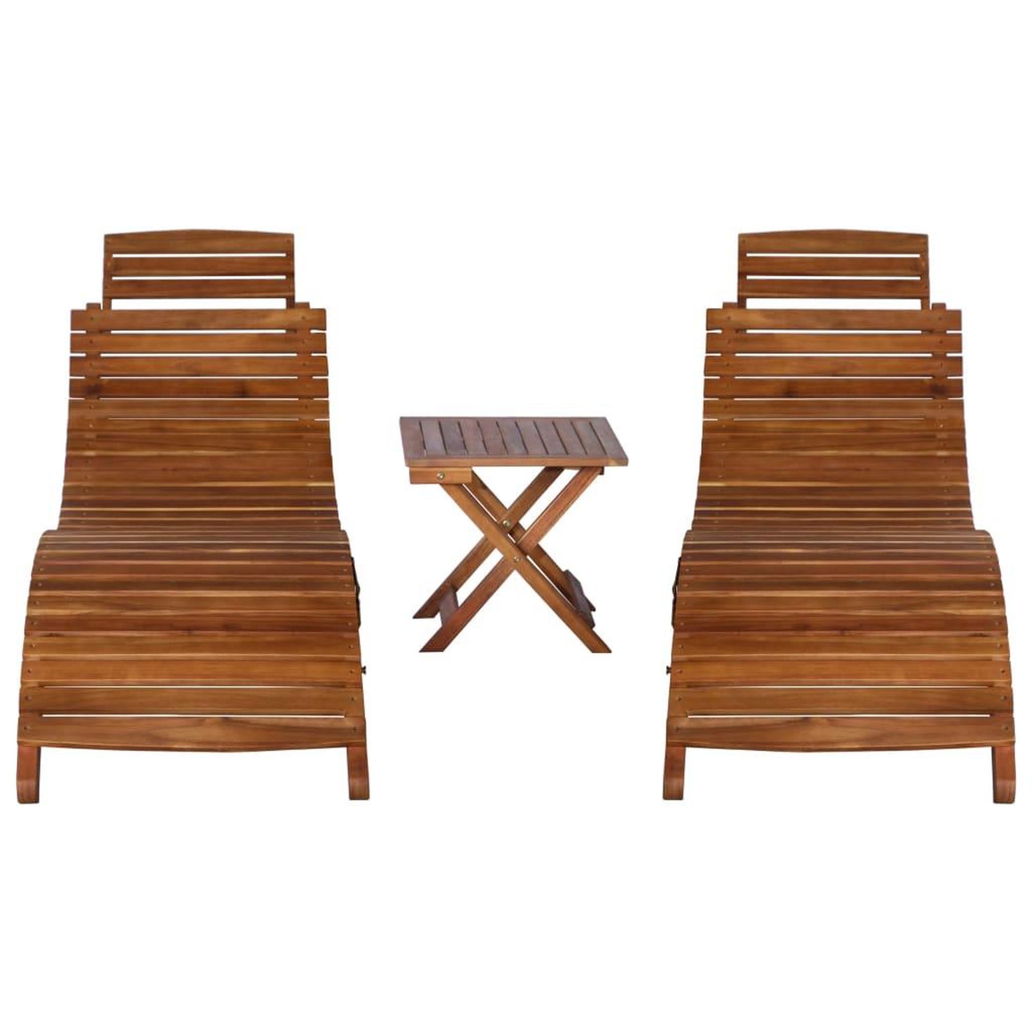 Voir la diapositive 2 : VIDAXL Chaise longue avec table a the 3 pcs bois d'acacia massif