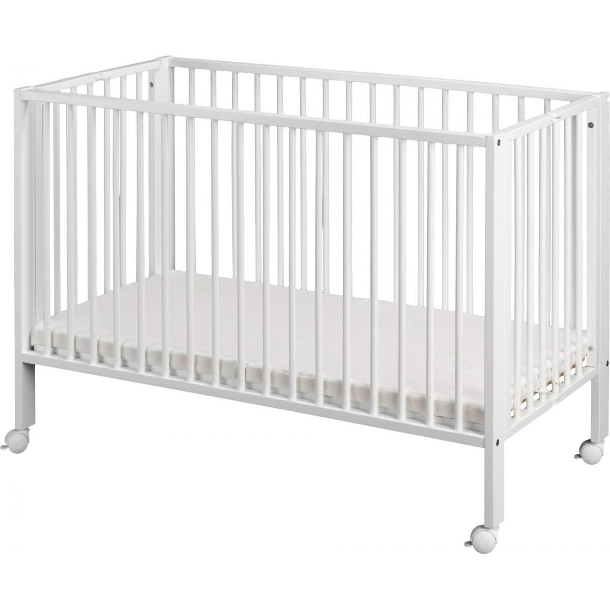 TISSI Lit Pliable Blanc avec Matelas Confortable et Housse de Protection Bleue