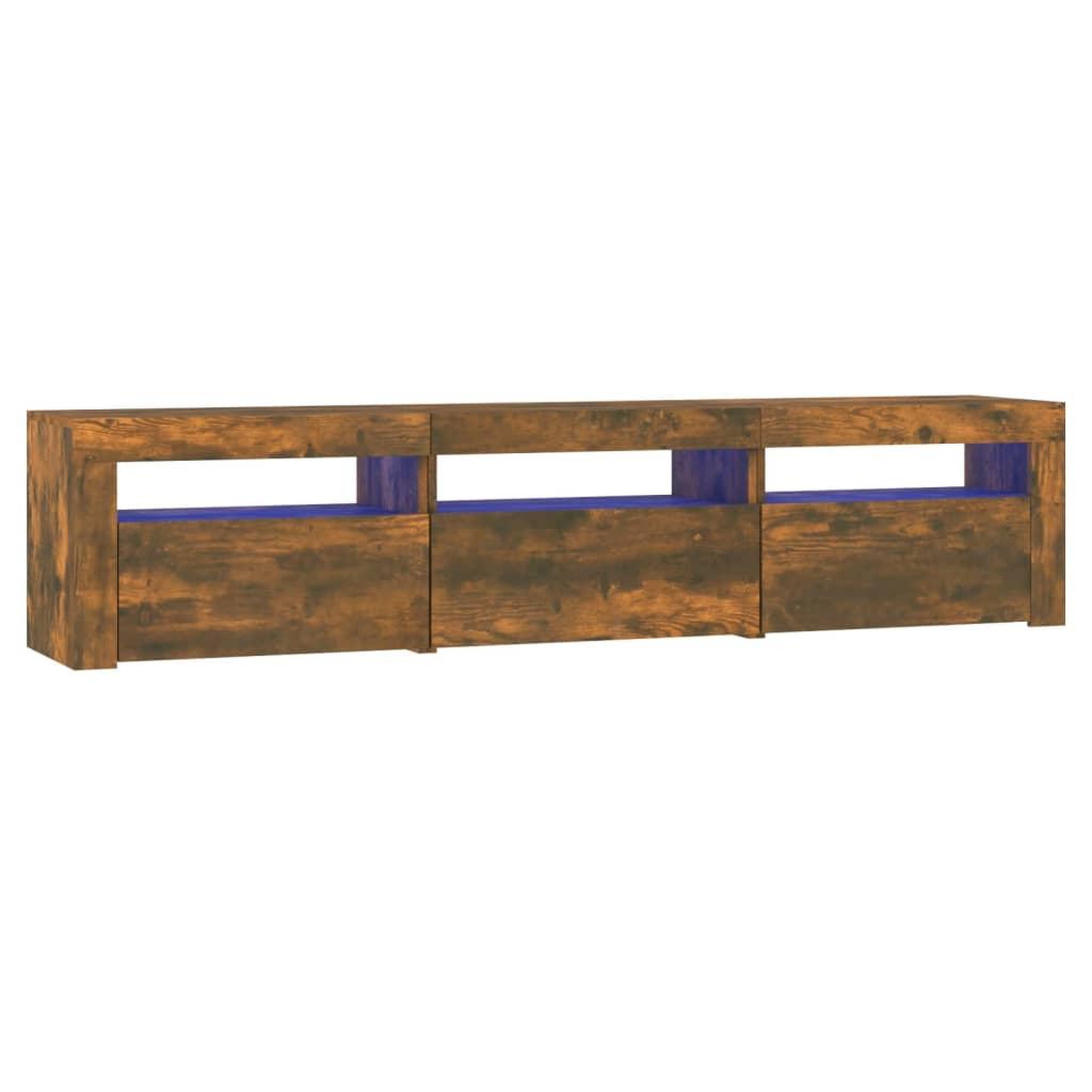 Voir la diapositive 2 : VIDAXL Meuble TV avec lumieres LED Chene fume 180x35x40 cm