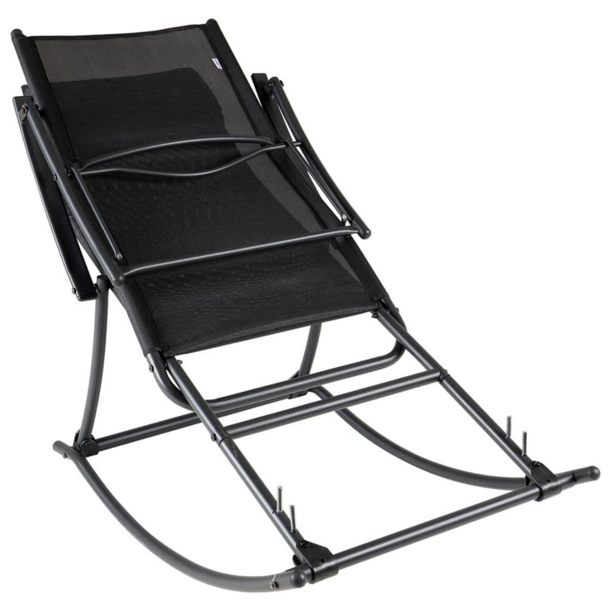 VIDAXL Chaise a bascule de jardin Acier et textilene Noir