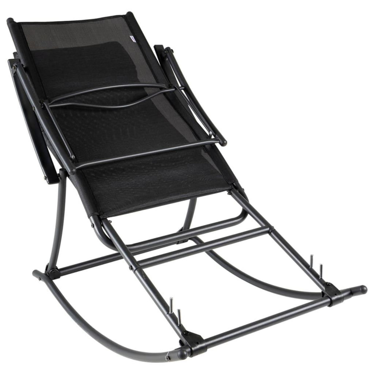 VIDAXL Chaise a bascule de jardin Acier et textilene Noir