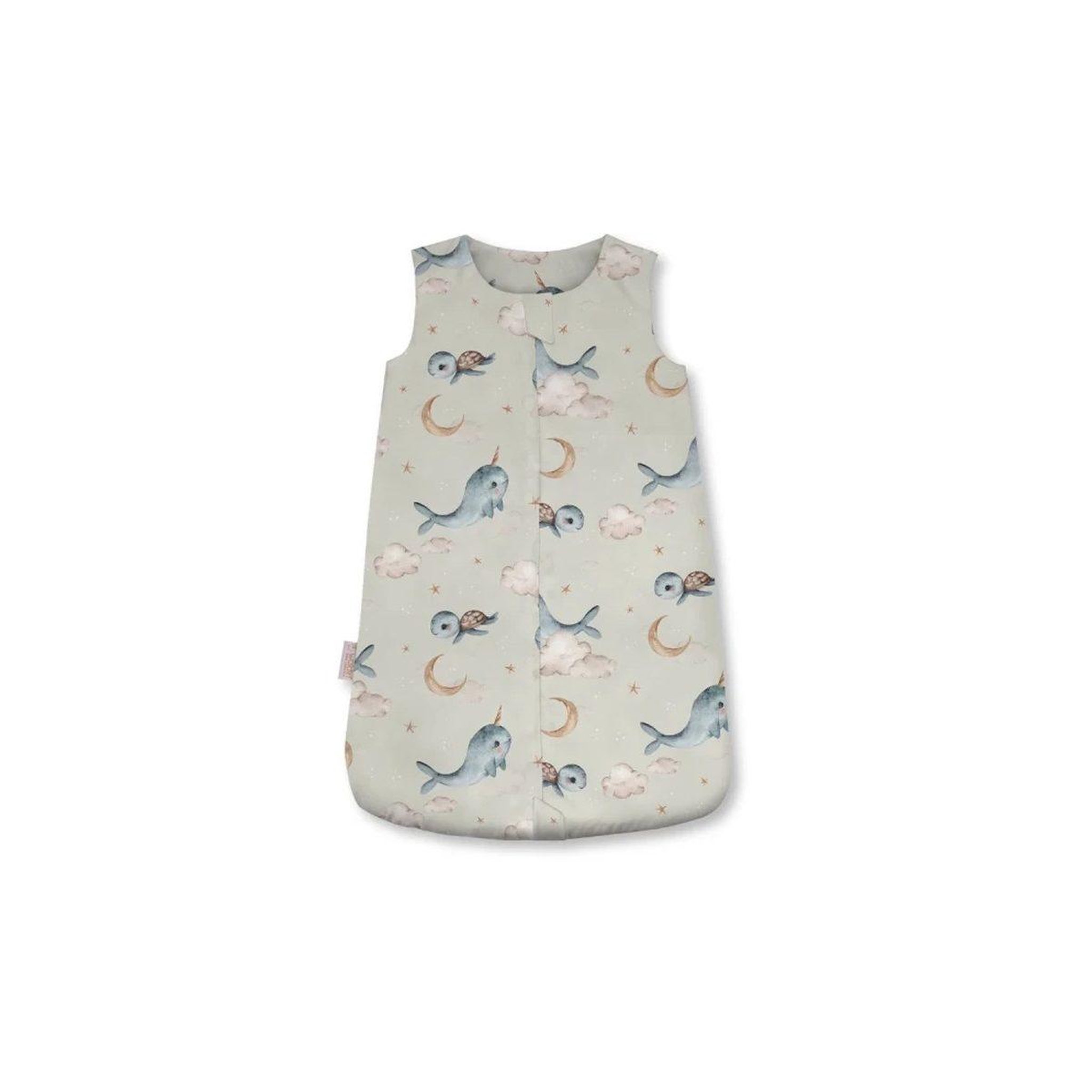 WALDIN Gigoteuse en bambou 40 × 64 cm 2,5 TOG - taille S - motif baleine, vert olive