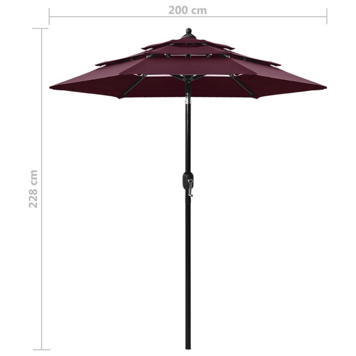 VIDAXL Parasol de jardin a 3 niveaux mat en aluminium rouge bordeaux