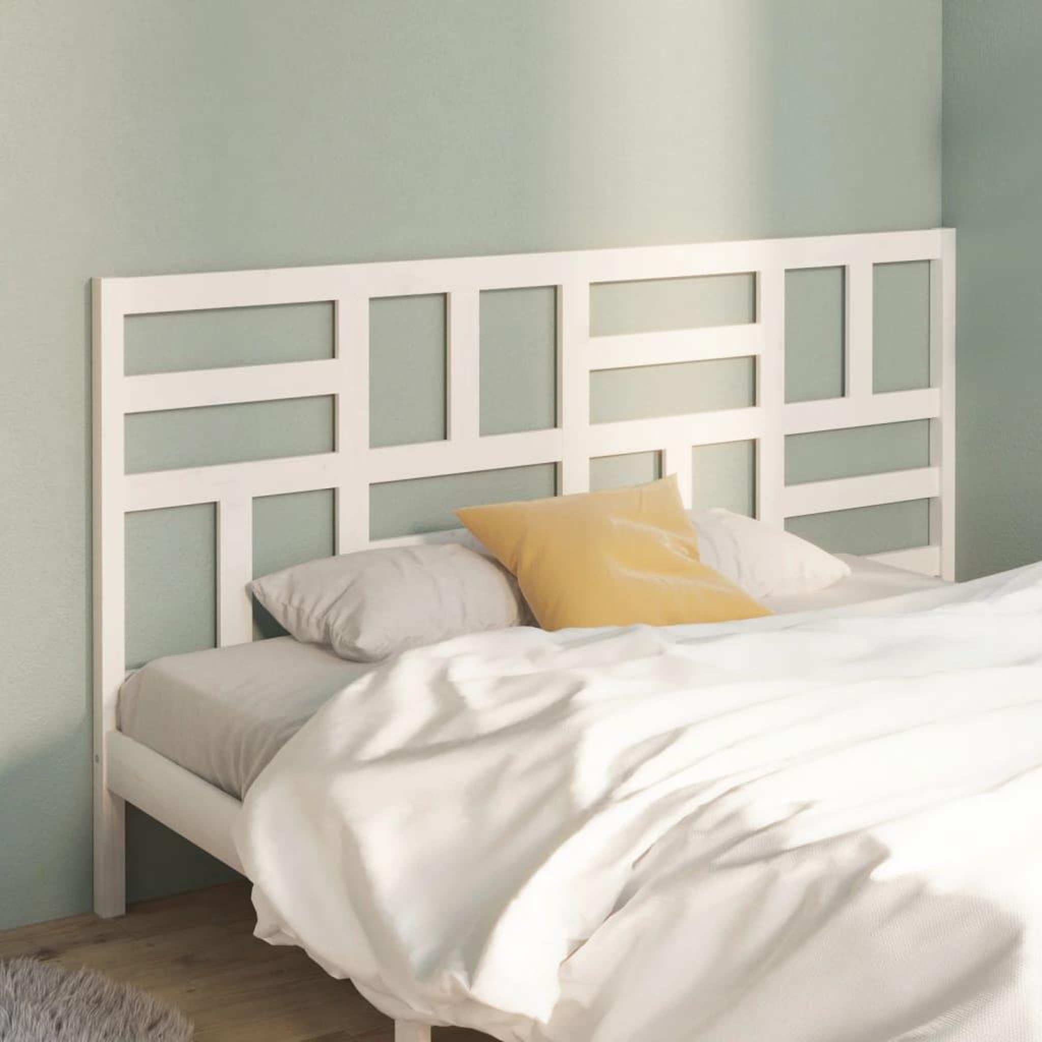 Voir la diapositive 1 : VIDAXL Tete de lit Blanc 206x4x104 cm Bois massif de pin