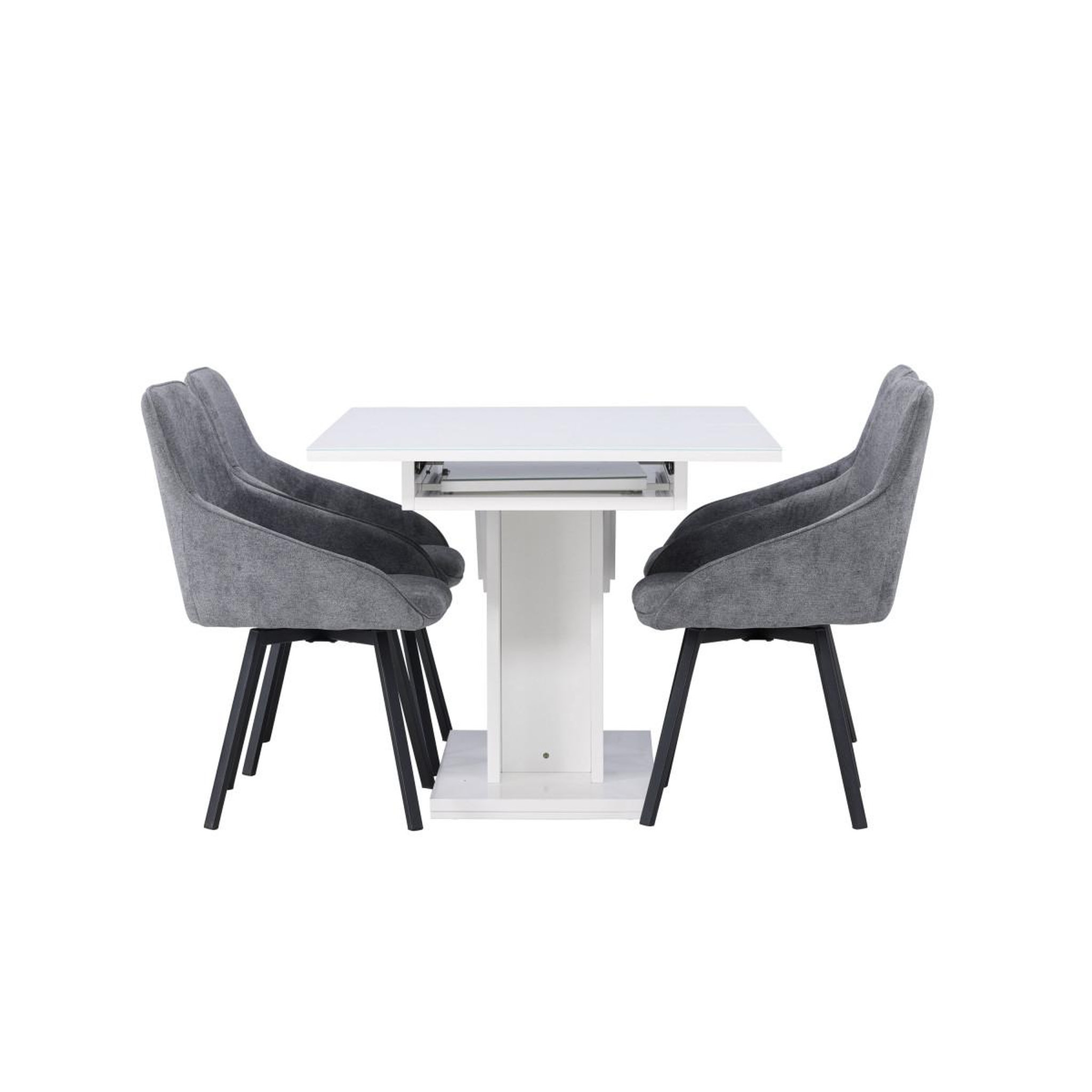 Voir la diapositive 3 : Paris Prix Ensemble table à manger extensible & 4 chaises  pluto & rosie  120-160cm blanc & gris