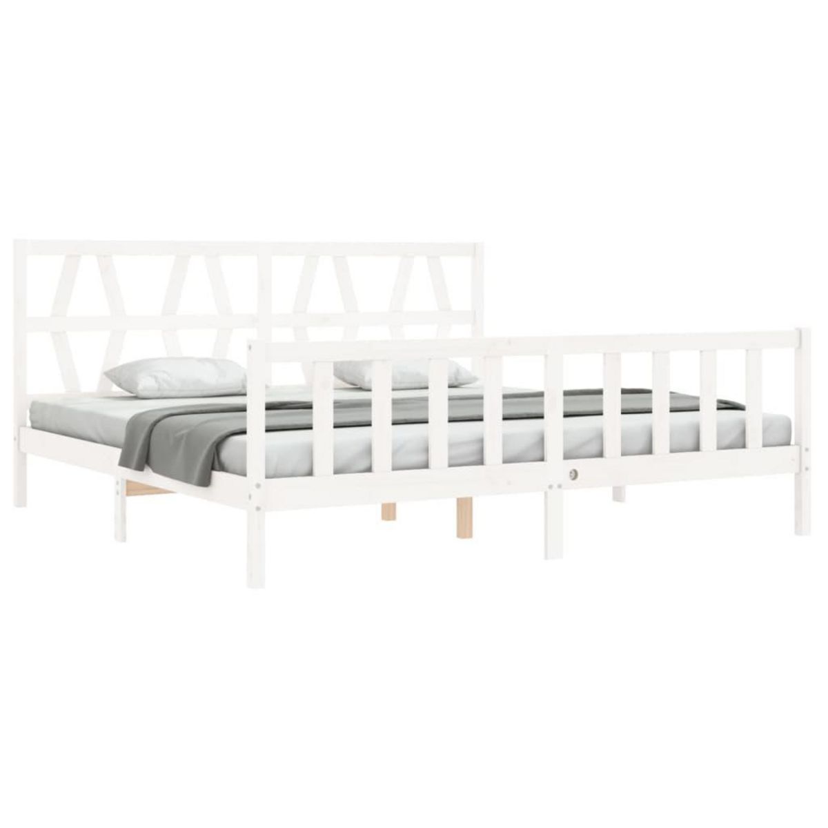 VIDAXL Cadre de lit sans matelas blanc 200x200 cm bois massif de pin