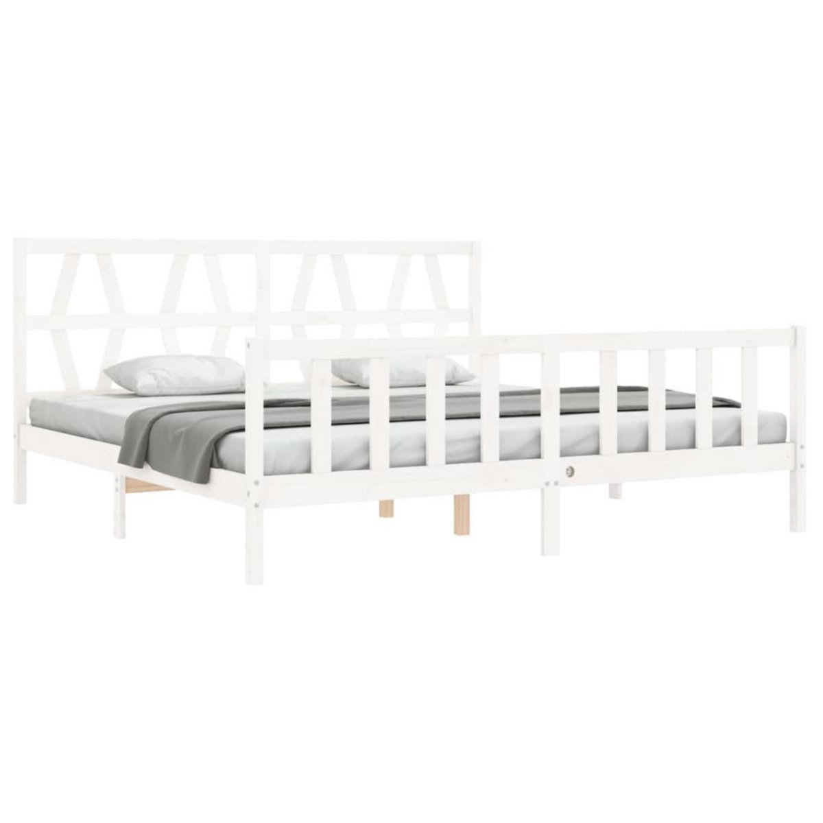 VIDAXL Cadre de lit sans matelas blanc 200x200 cm bois massif de pin