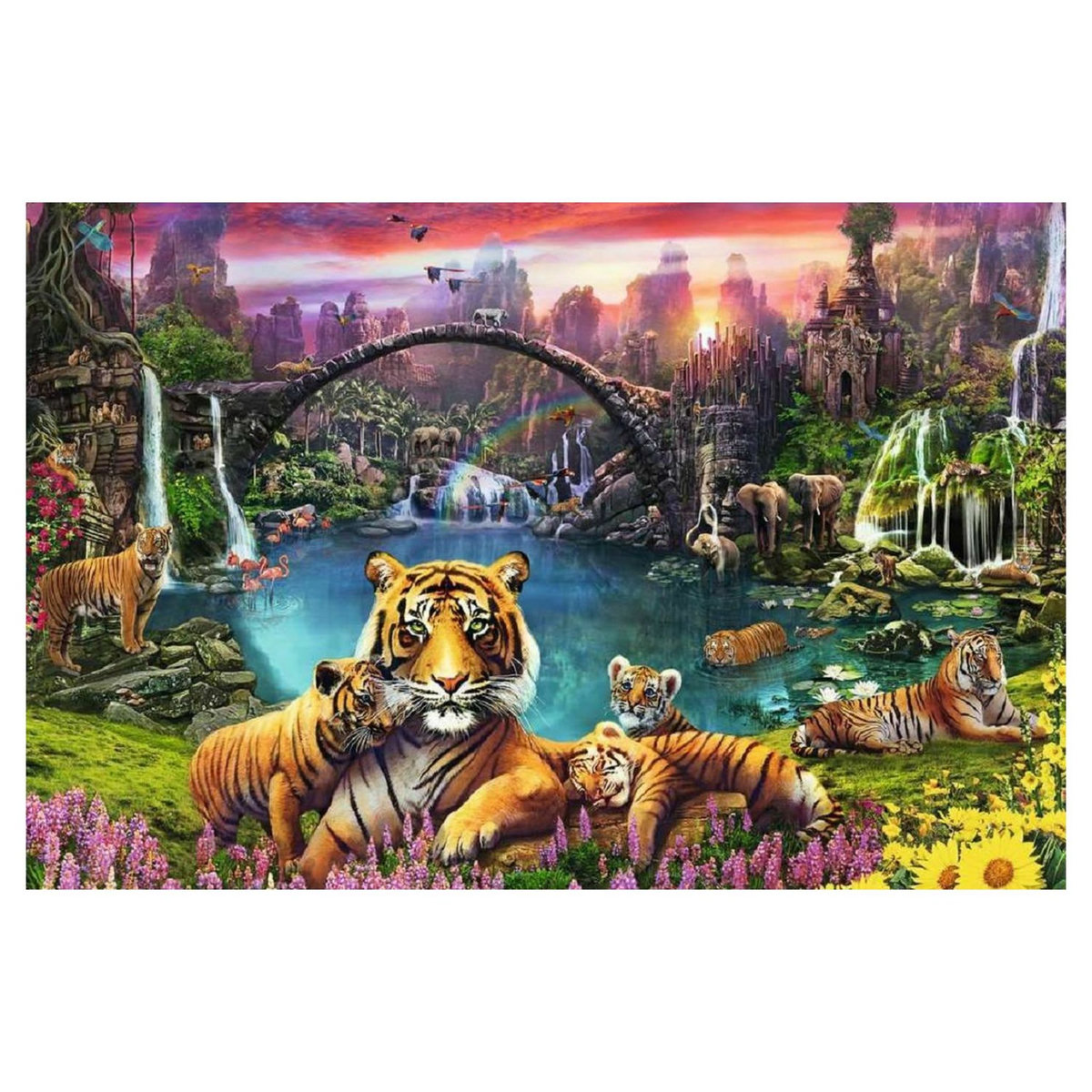 RAVENSBURGER Puzzle 3000 pièces Tigres au lagon