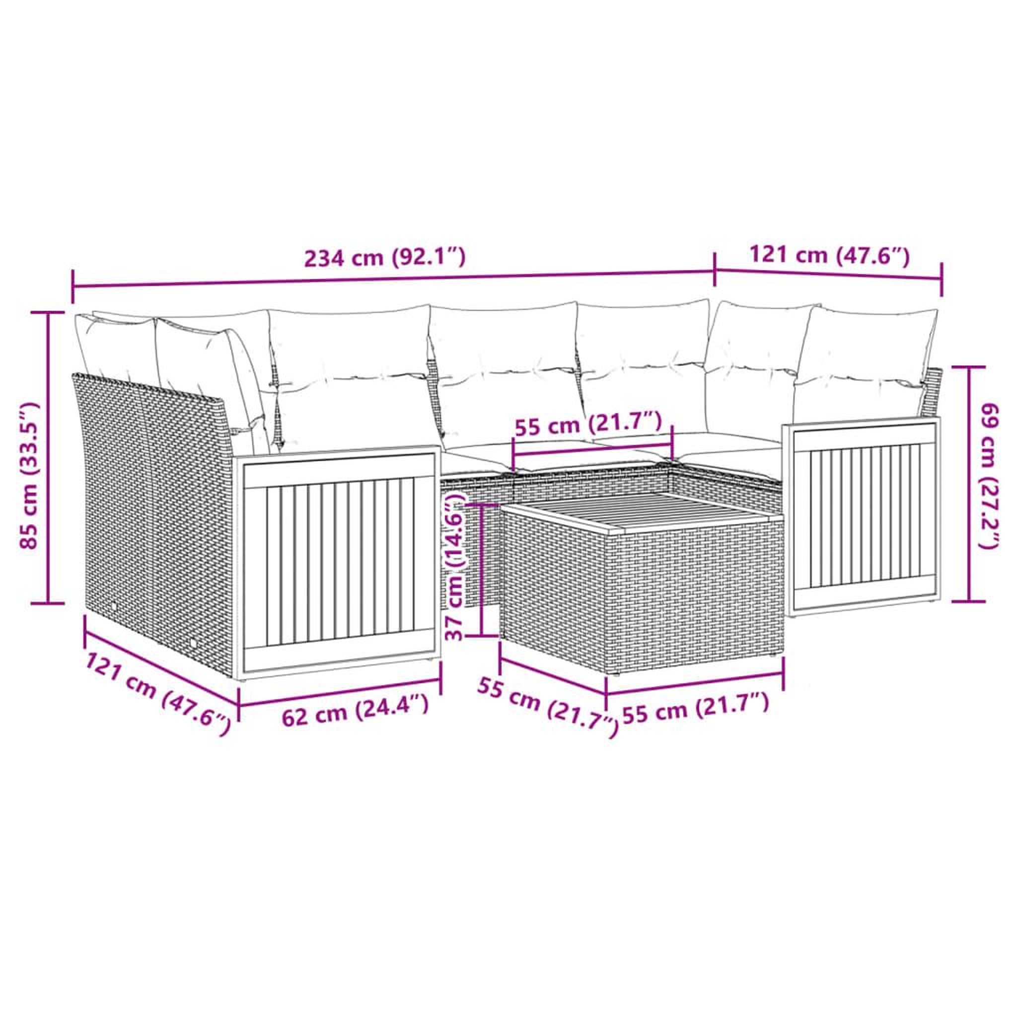 Voir la diapositive 6 : VIDAXL Salon de jardin avec coussins 7 pcs beige resine tressee