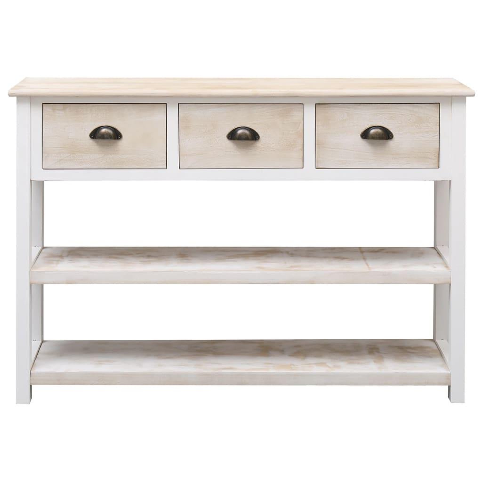 Voir la diapositive 2 : VIDAXL Buffet Blanc et marron 108x30x76 cm Bois de Paulownia massif