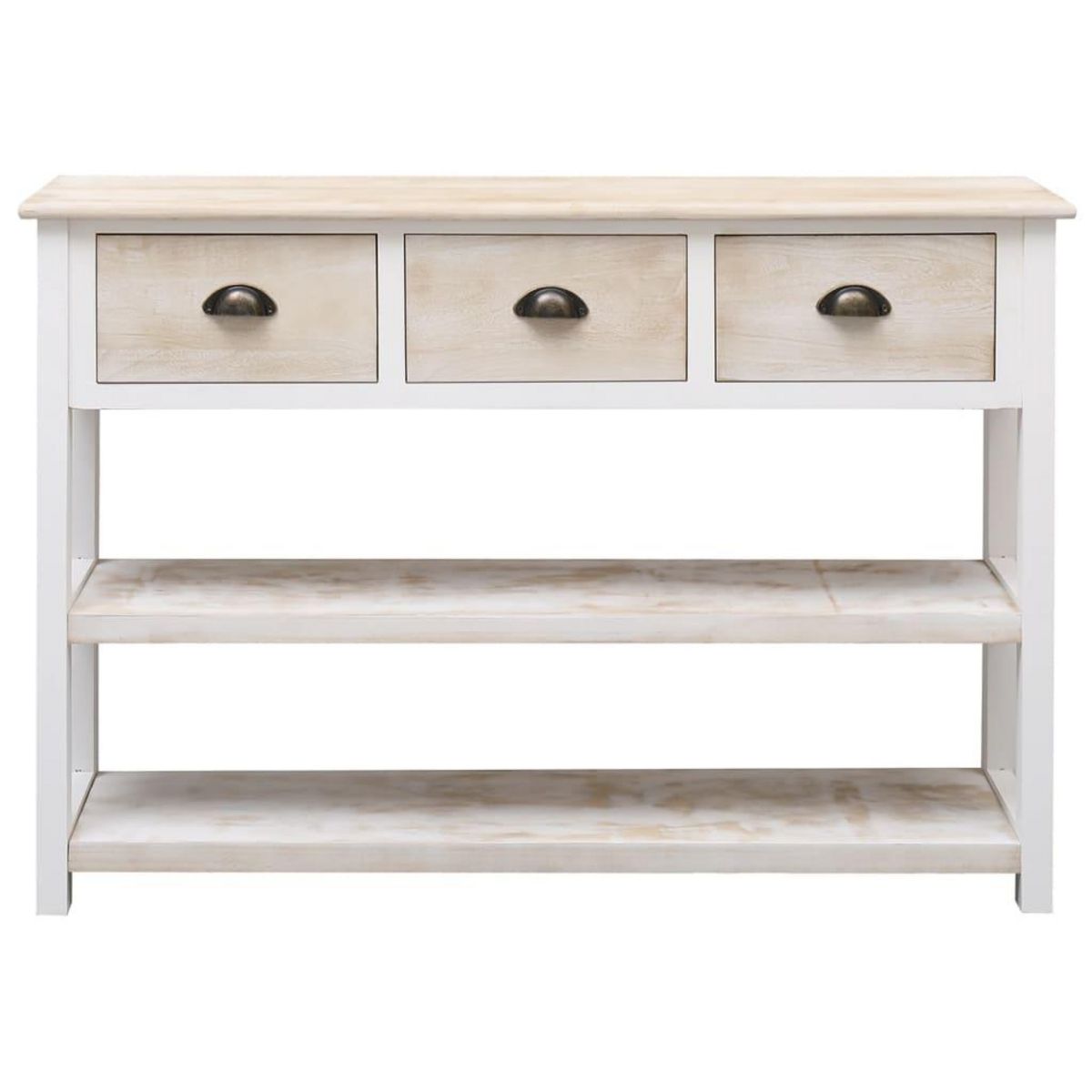 VIDAXL Buffet Blanc et marron 108x30x76 cm Bois de Paulownia massif