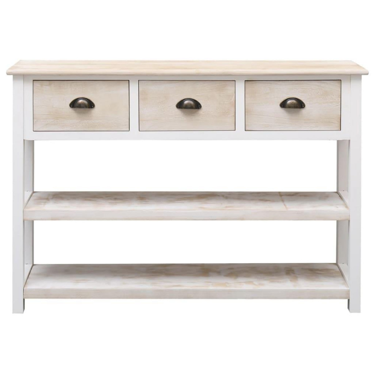 VIDAXL Buffet Blanc et marron 108x30x76 cm Bois de Paulownia massif