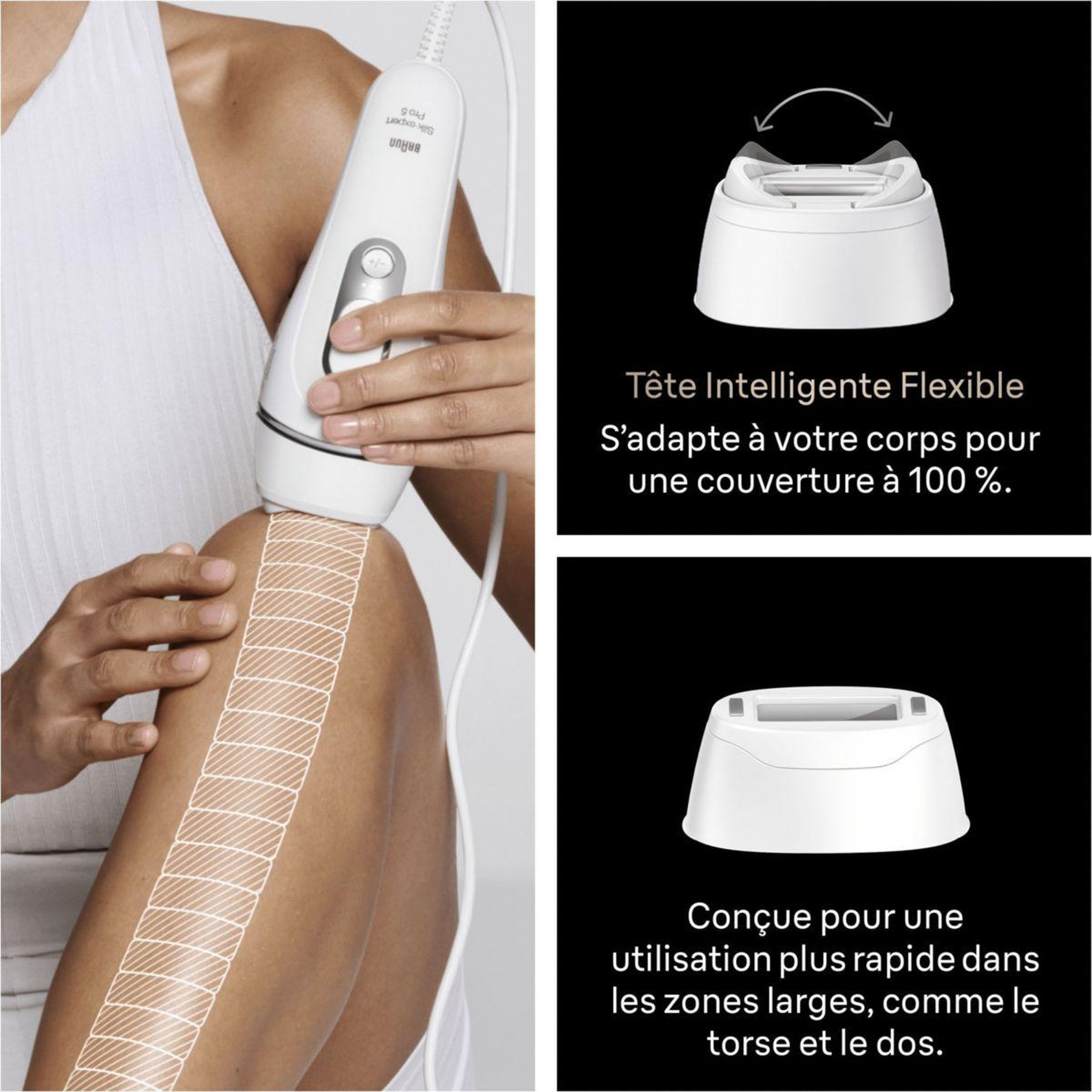 Voir la diapositive 5 : BRAUN Epilateur lumière pulsée IPL PL5234 2 têtes, 1 rasoir Gillette Venus, une pochette