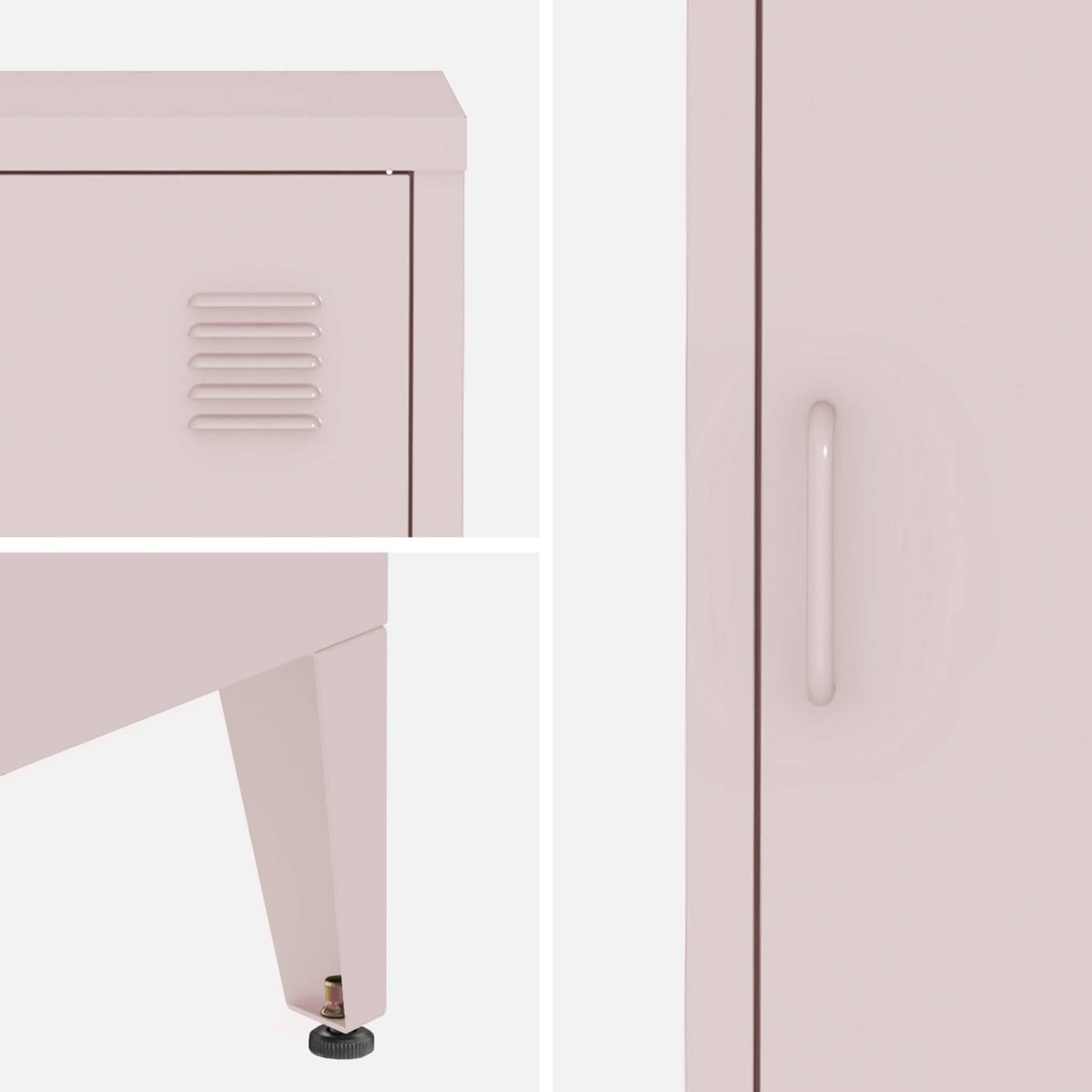 SWEEEK Table de chevet en acier rose. 1 porte. casier. chambre enfant