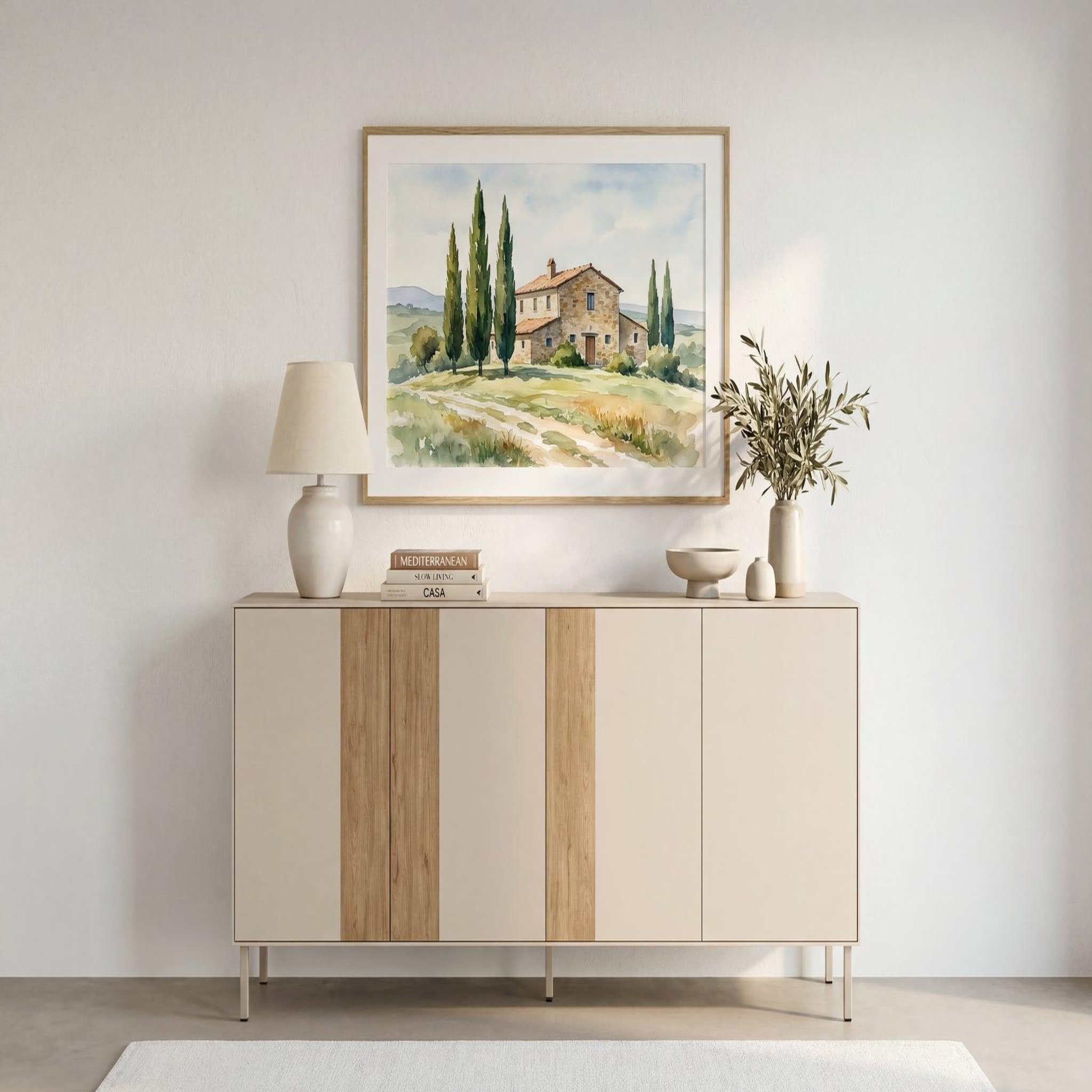Voir la diapositive 2 : CASANOVA PARIS Eldio - buffet 180cm en mélamine beige