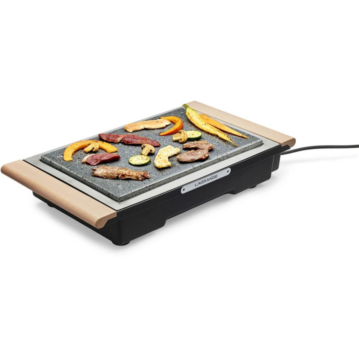 LAGRANGE Grille-viande Grill' Pierre Classic bois clair à poser, 37x23 cm