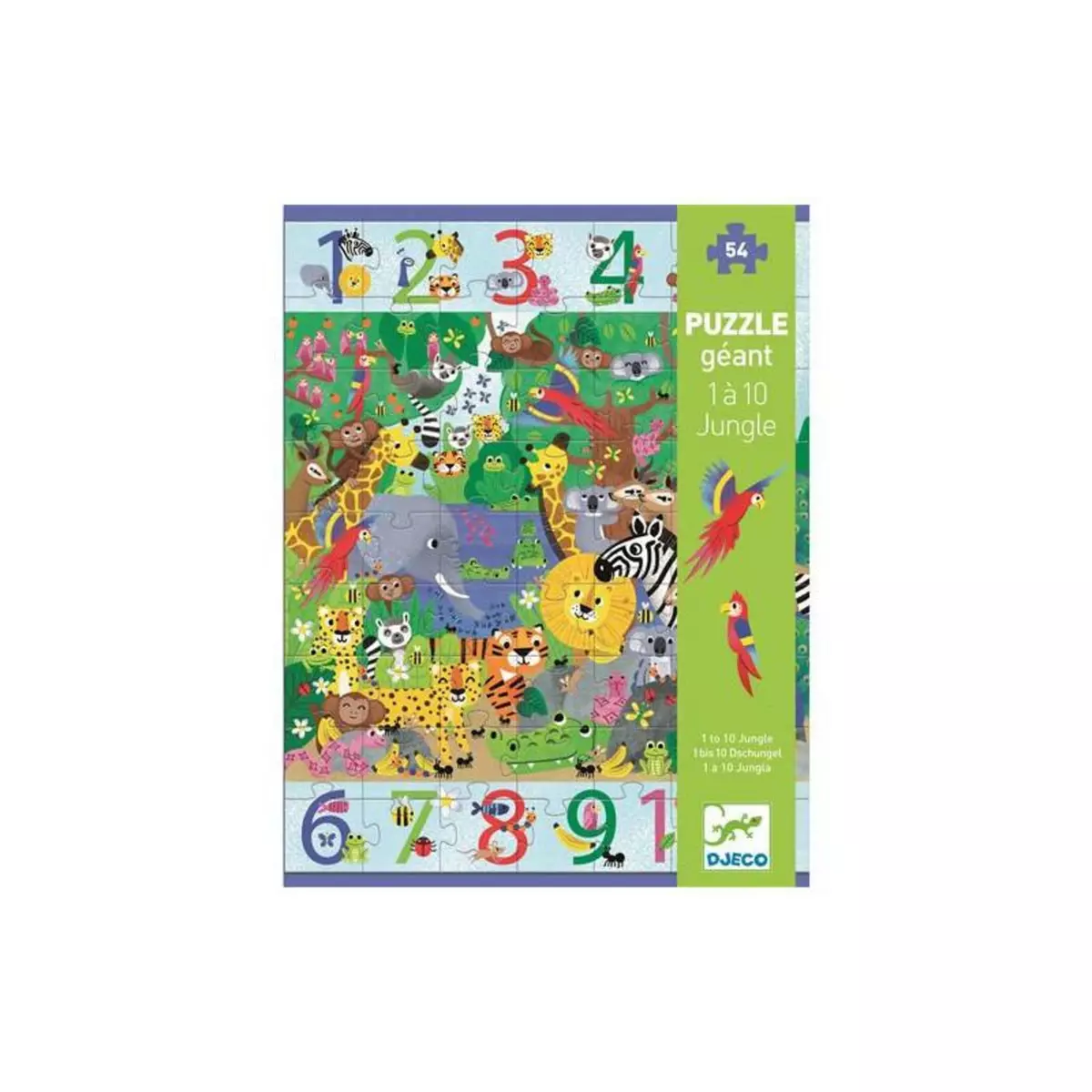Djeco Puzzle enfant 54 pièces Djeco 1 à 10 Jungle