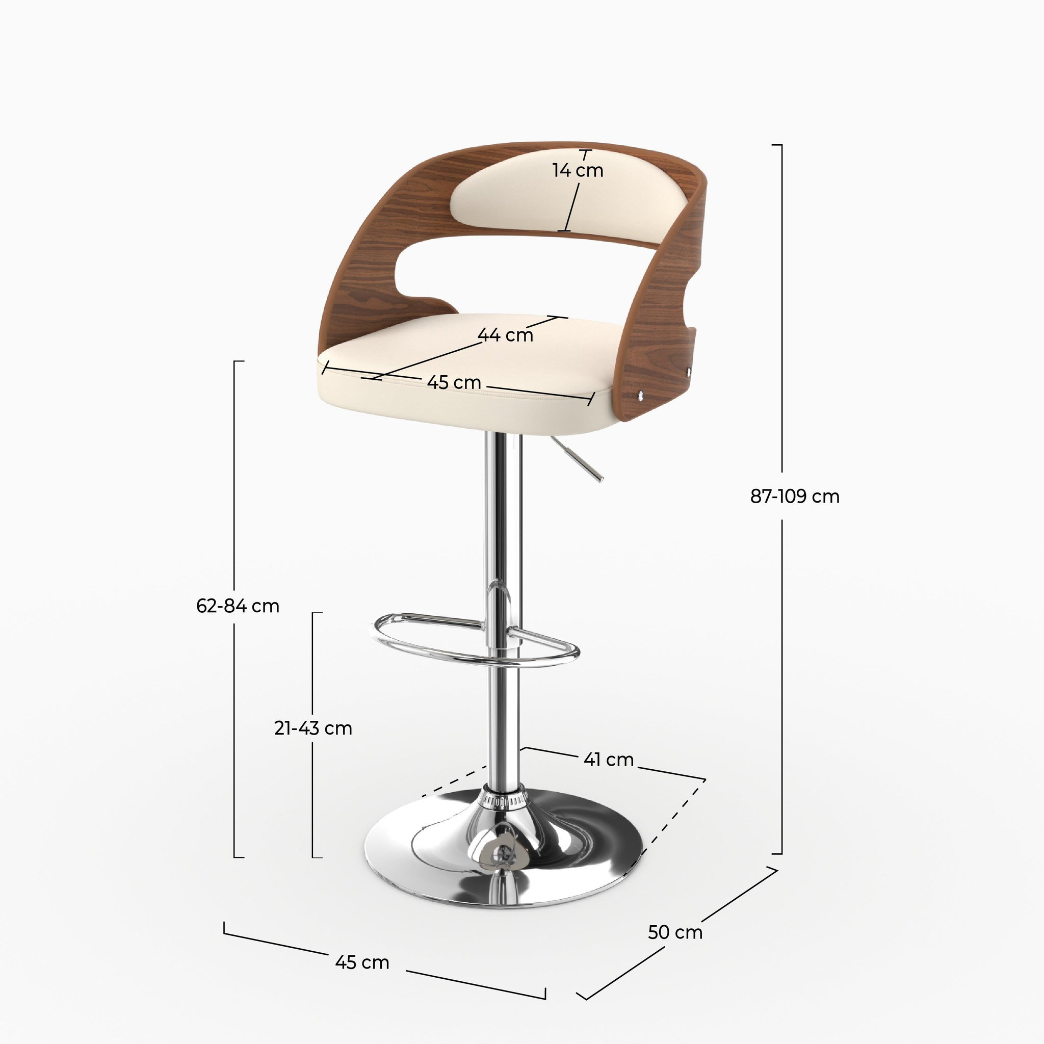 Voir la diapositive 4 : MAISON PAVANE Chaise de bar réglable 62/84 cm en cuir synthétique blanc-louis
