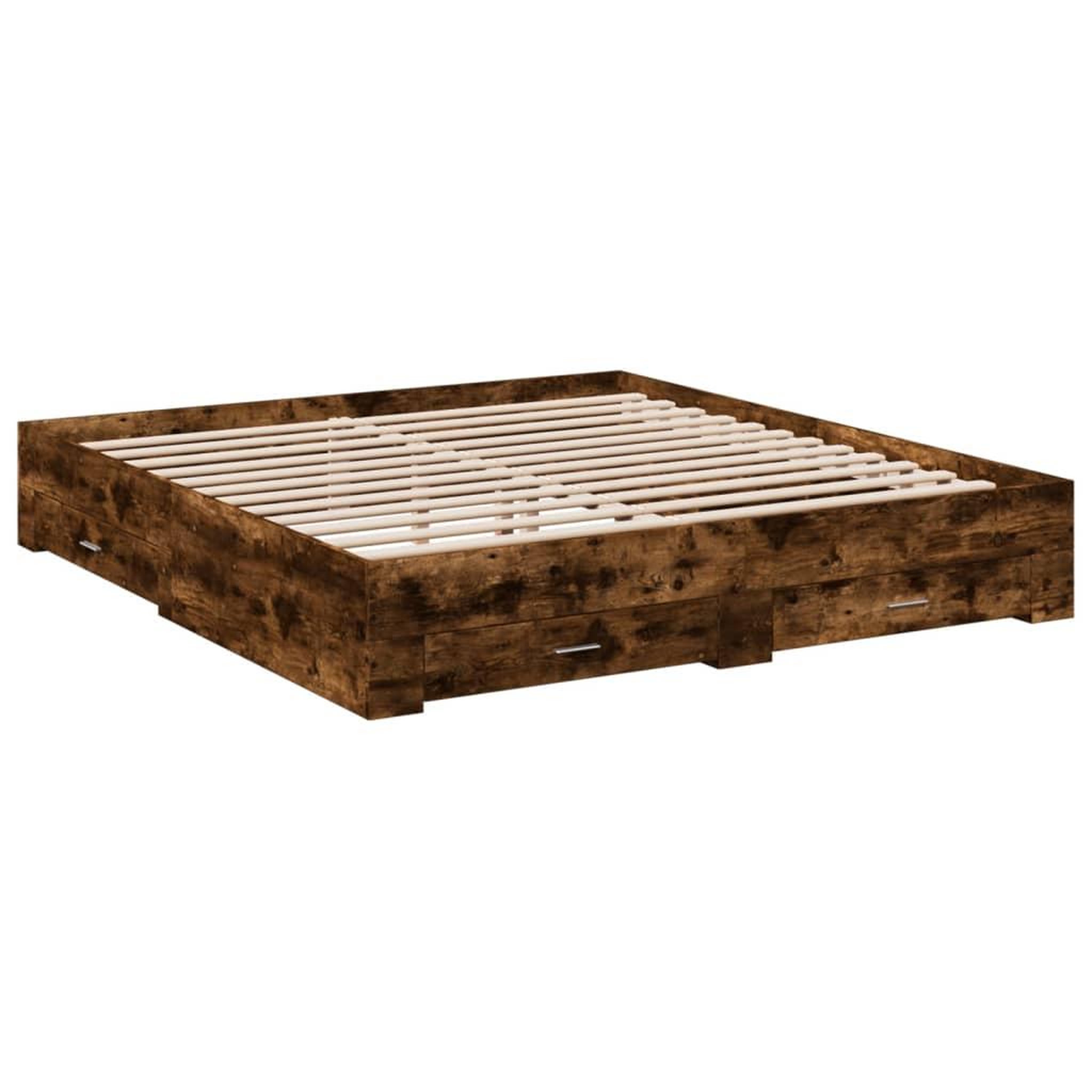 Voir la diapositive 3 : VIDAXL Cadre de lit avec tiroirs sans matelas chene fume 180x200 cm