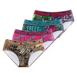 FREEGUN Lot de 4 culottes femme imprimé Origami. Coloris disponibles : Rose