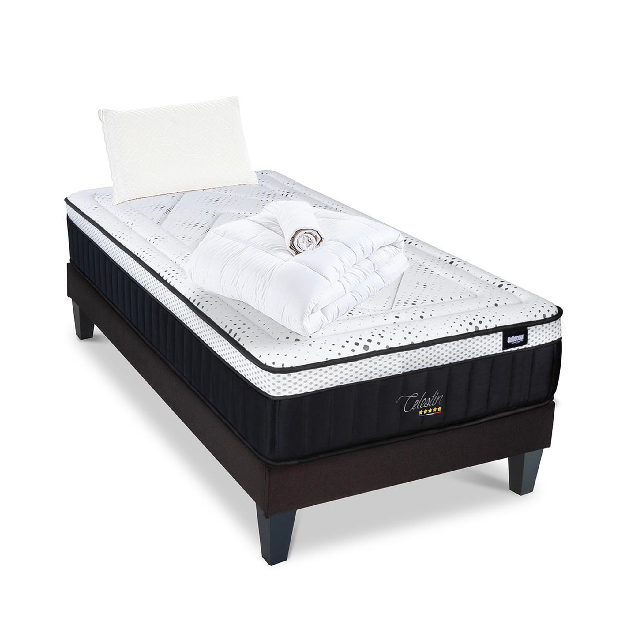Voir la diapositive 5 : BELLECOUR Bellecour literie | pack prêt à dormir celestin 2.0 | matelas mémoire de forme + sommier + accessoires