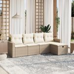 VIDAXL Salon de jardin avec coussins 5 pcs beige resine tressee